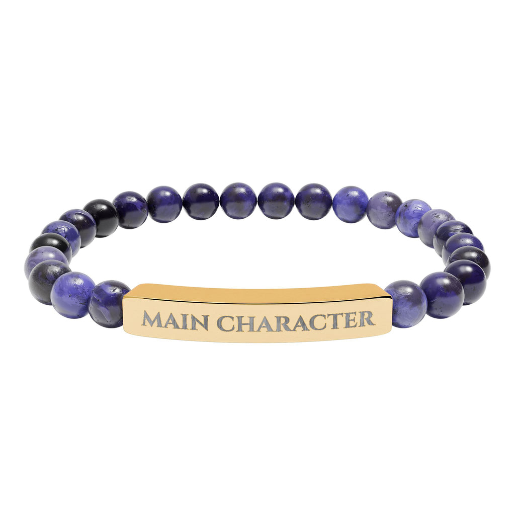 Main Character Natural Stone Engraved Bar Bracelet