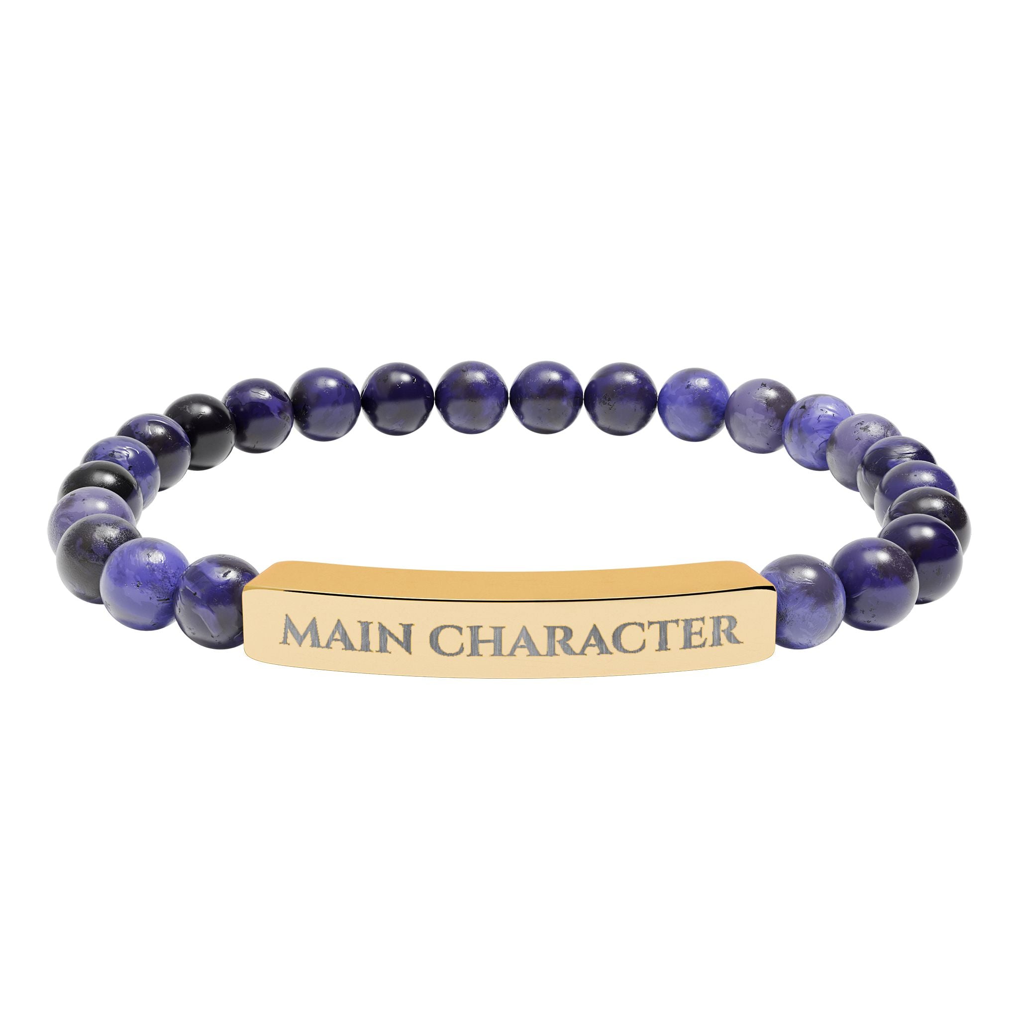 Main Character Natural Stone Engraved Bar Bracelet