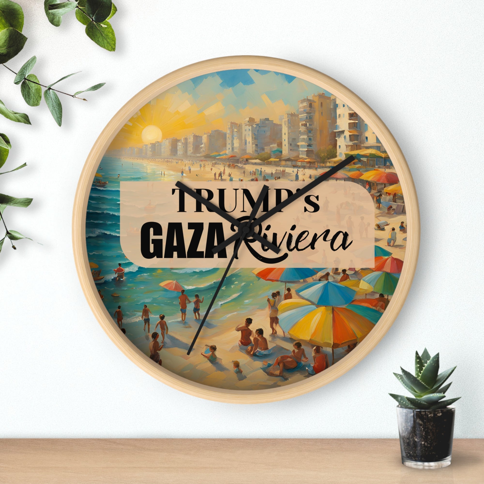 Trump's Gaza Riviera Seaside Wall Clock