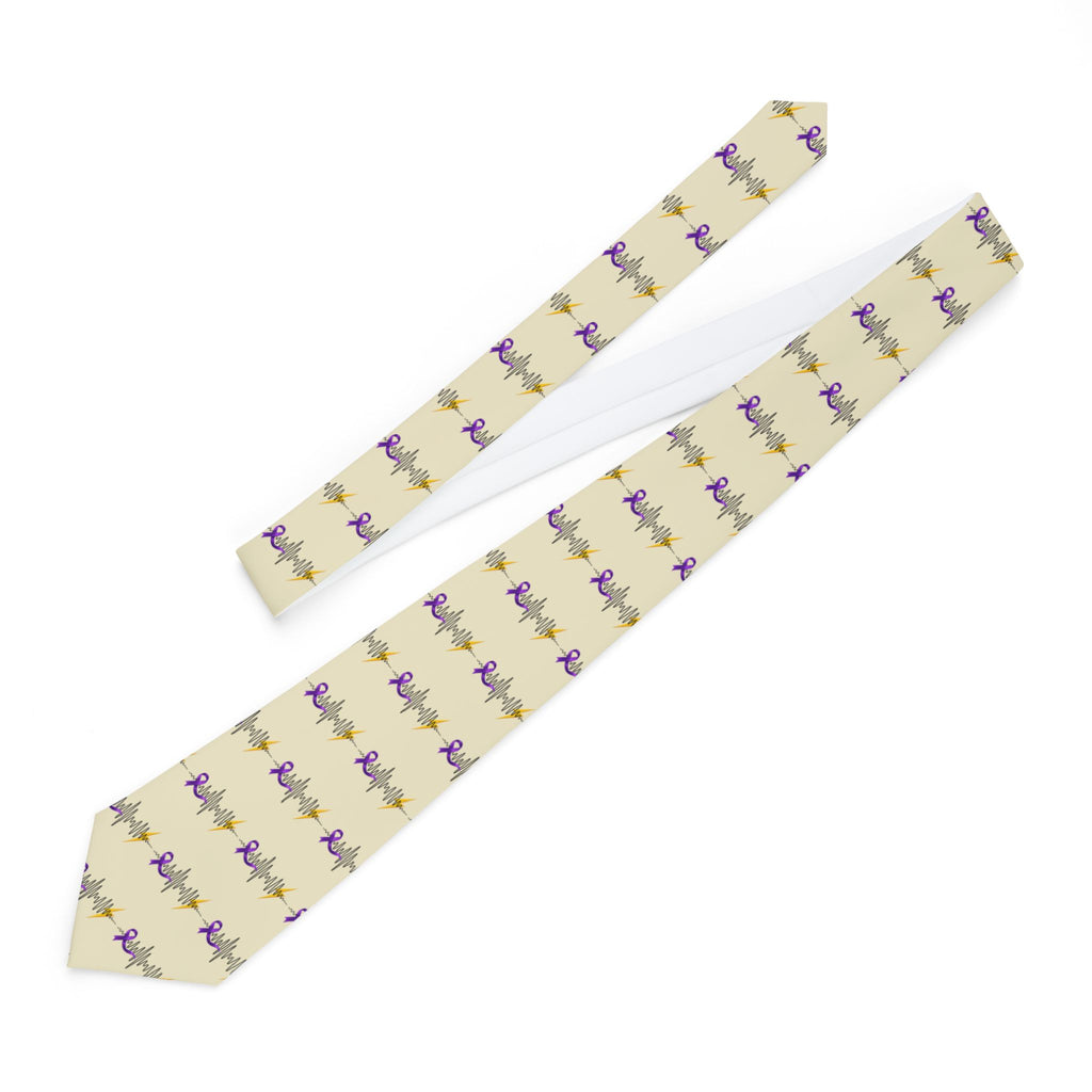 Epilepsy Awareness Purple Ribbon EKG Necktie