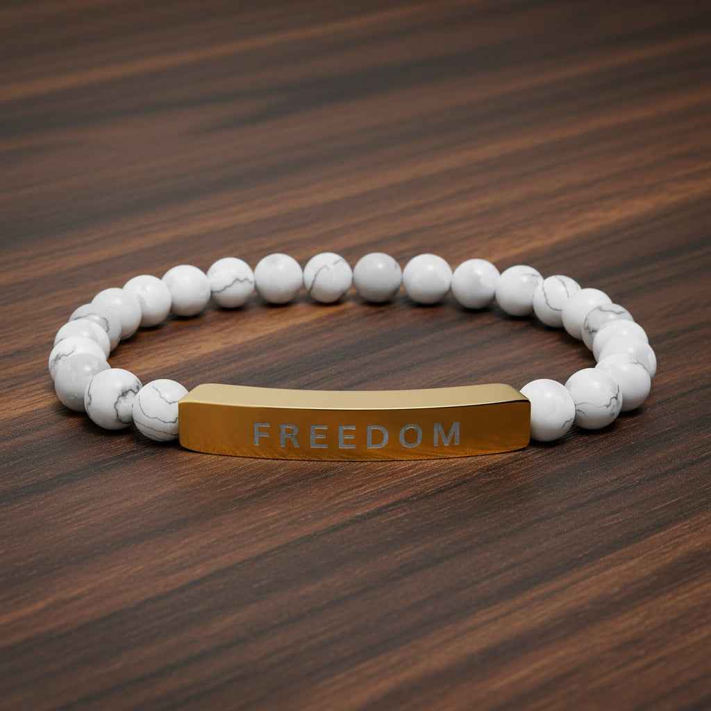 Natural Stone Freedom Bracelet - Stretch Bar Design