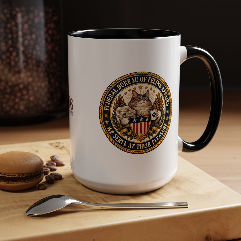 Federal Bureau of Feline Affairs Mug | Funny Cat Government Parody Coffee Cup | 11oz & 15oz