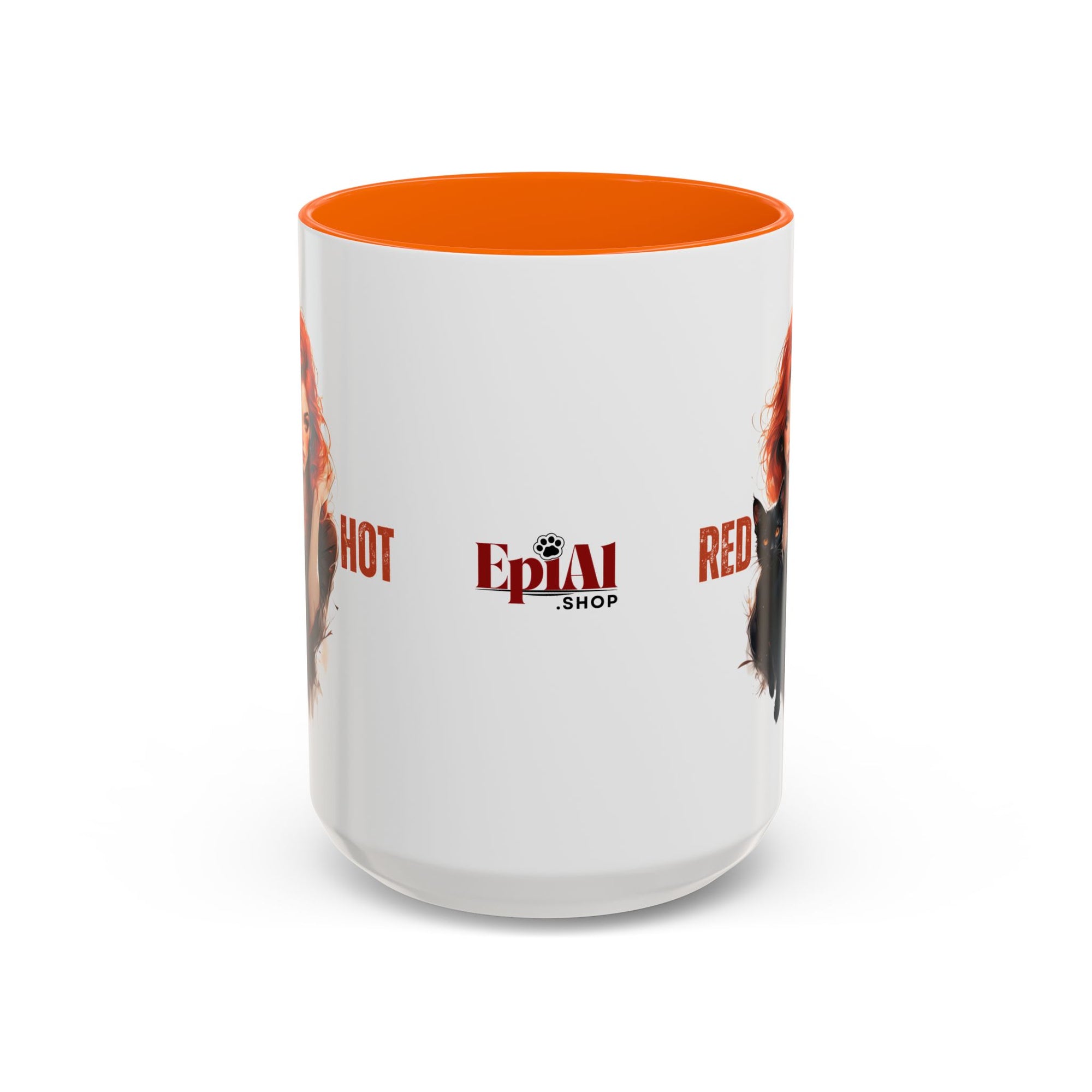 Red Hot Coffee Mug with Artistic Cat-Themed Design