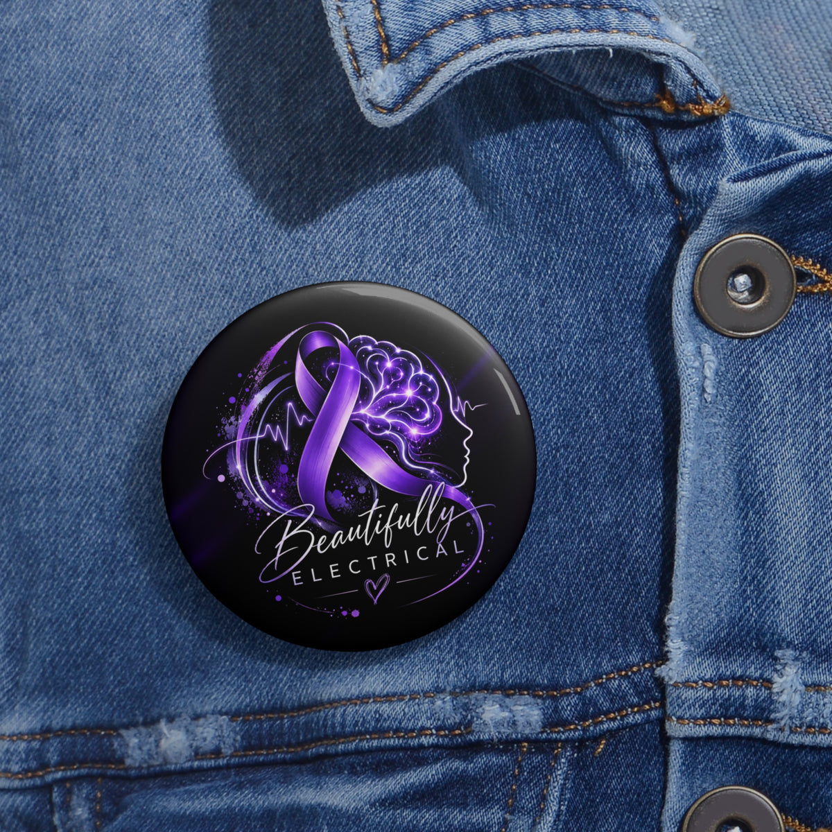 Beautifully Electrical Epilepsy Awareness Pinback Button