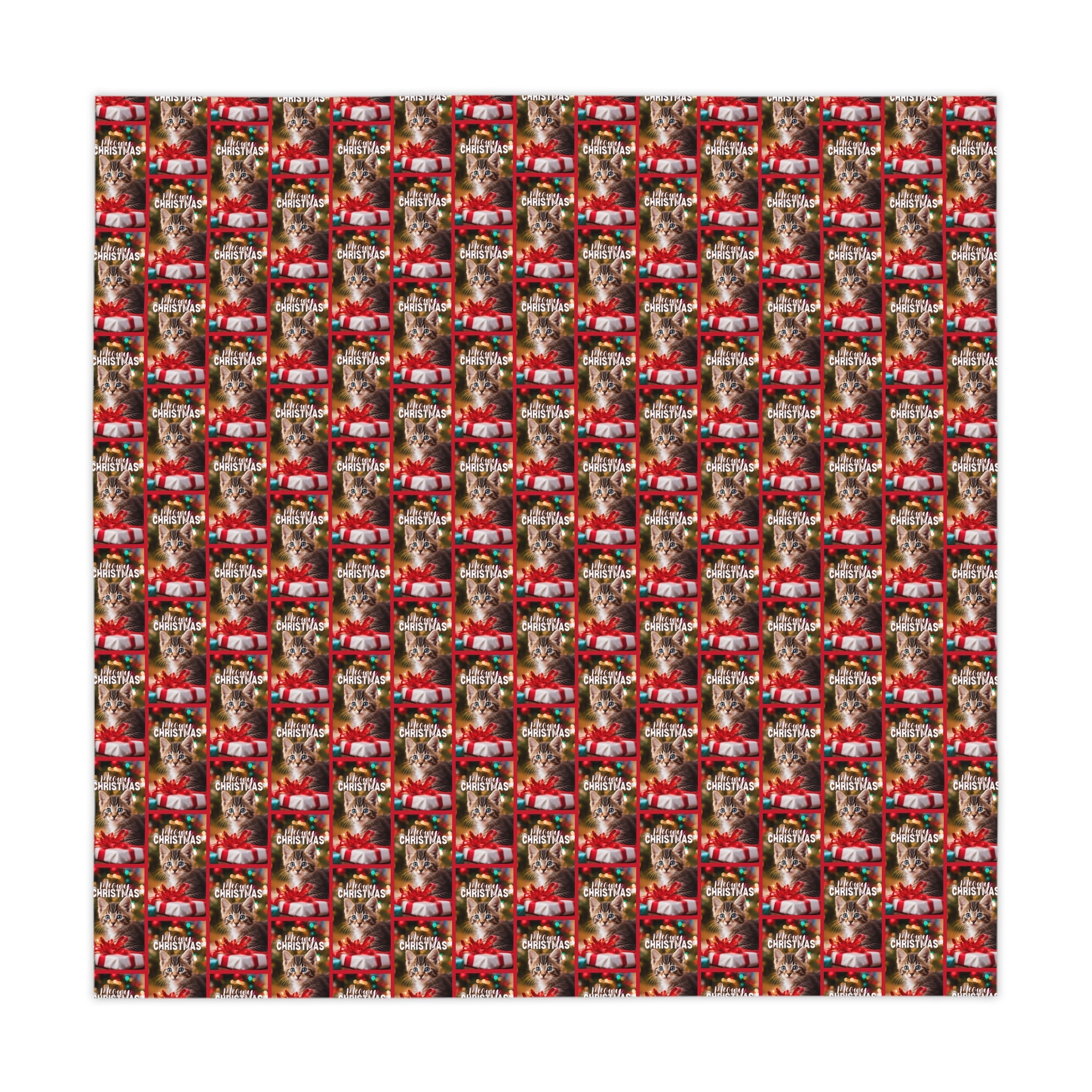Photo depicting the ​Meowy Christmas Tablecloth from EpiAl's Shop.