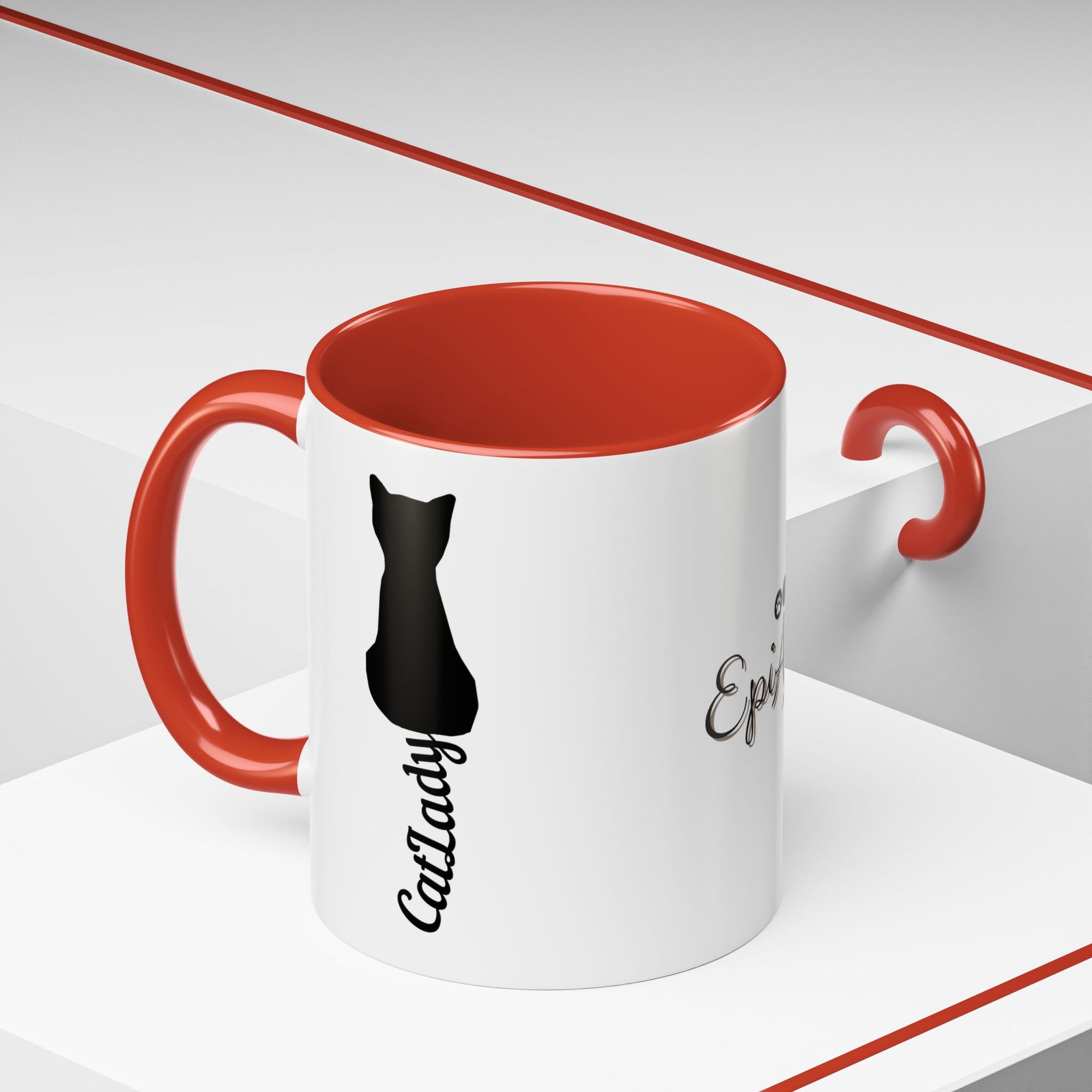 Cursive Tail Cat Lady Coffee Mug, Gift for Cat Lovers