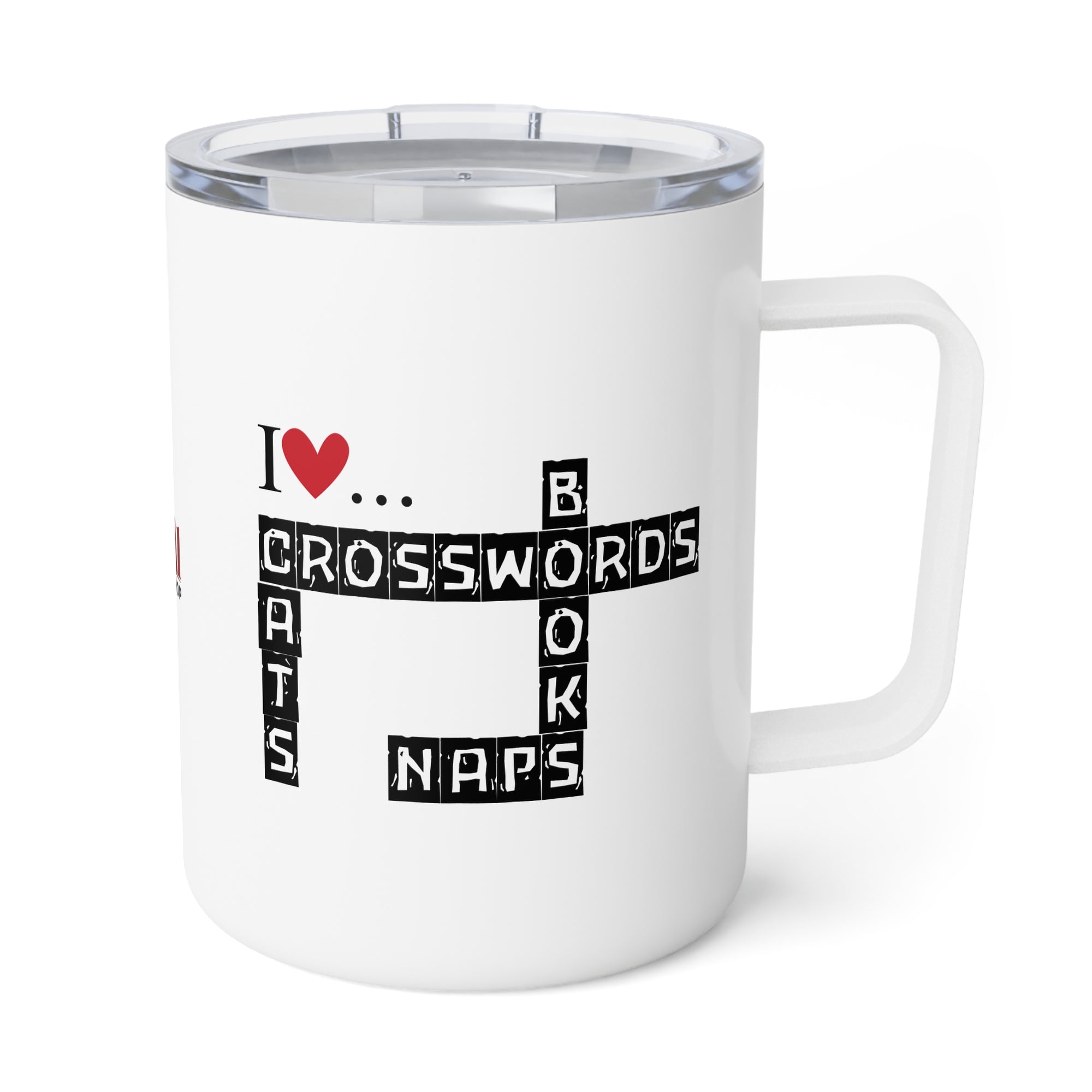 Crosswords and Cats Insulated Coffee Mug, 10oz