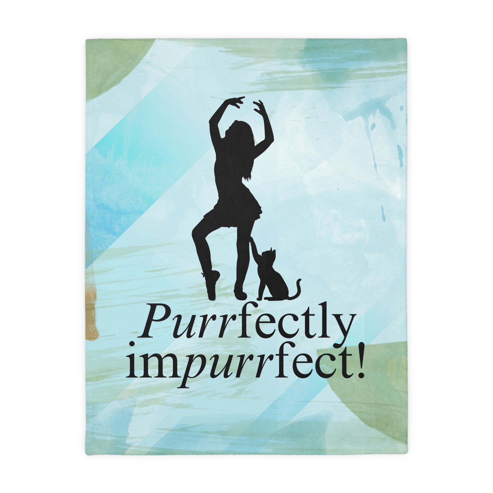 Photo depicting the ​Purrfectly Impurrfect Velveteen Microfiber Blanket (Two-sided print) from EpiAl's Shop.