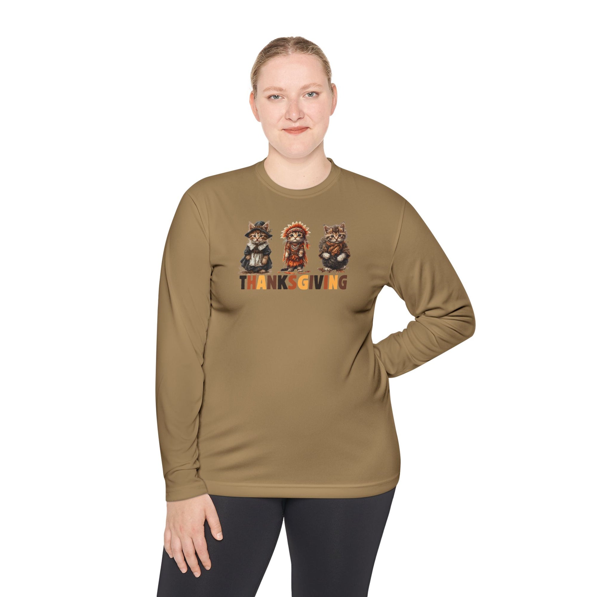 Thanksgiving Cat Themed Unisex Long Sleeve Tee