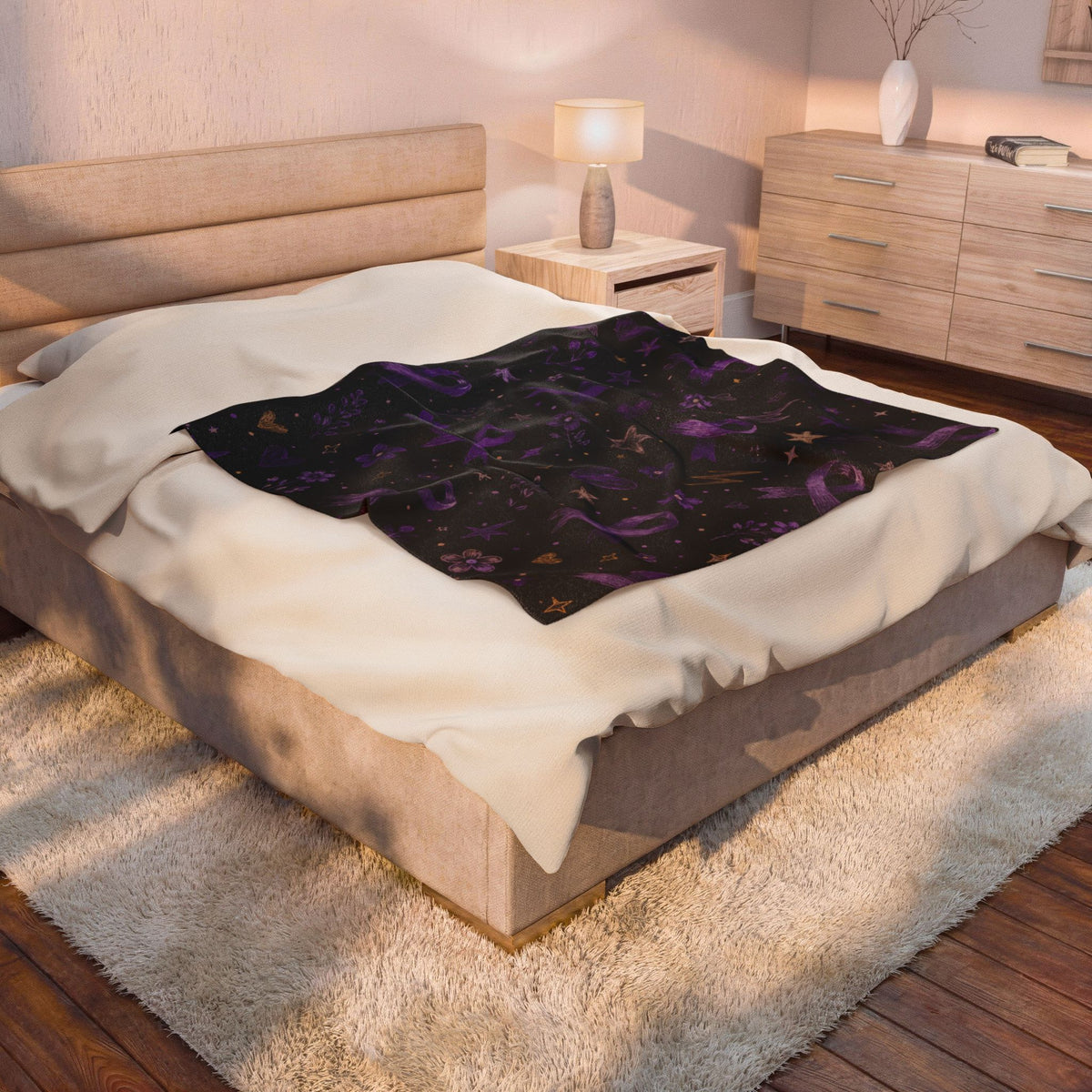 Purple Epilepsy Awareness Ribbon Velveteen Plush Blanket