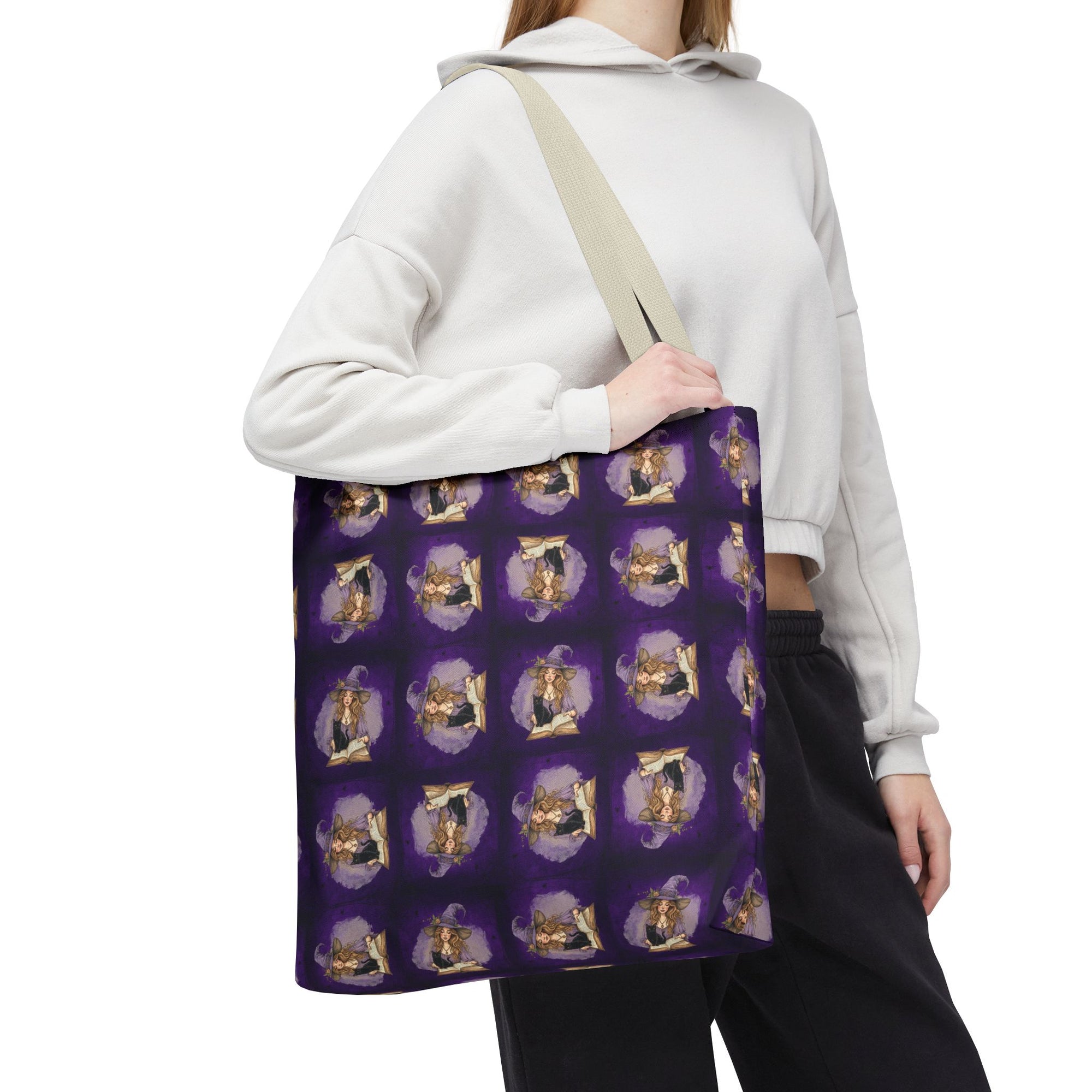 Vibrant Witchy Cat Lady Tote Bag