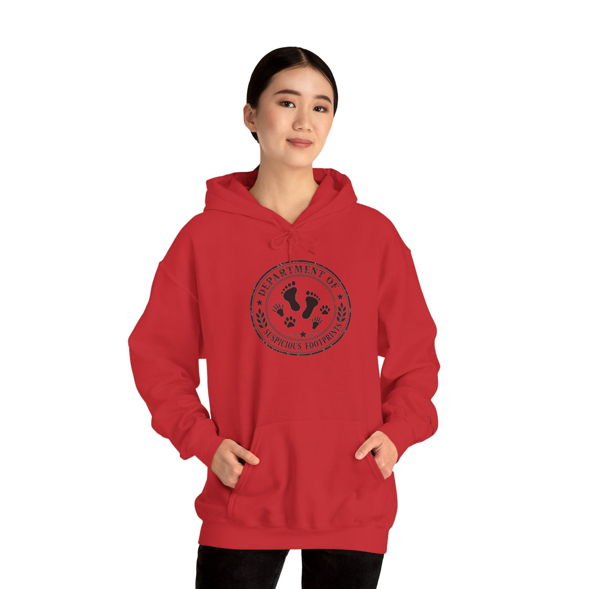 Department of Suspicious Footprints Hoodie | Bigfoot, Raccoon & Cat Cryptid Sweatshirt