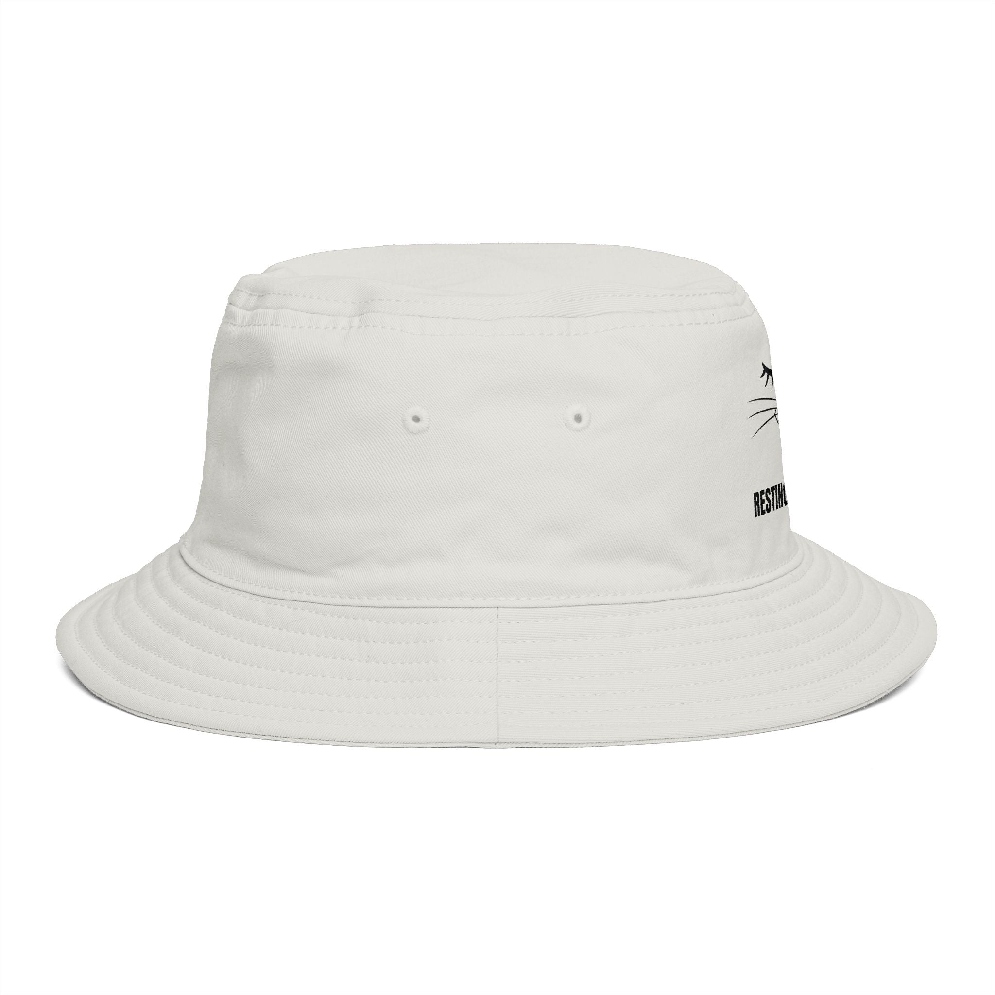 Resting Purr Face Embroidered Cat Bucket Hat