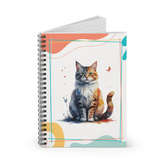 Watercolor Cat Spiral Notebook for Students or Cat Lovers