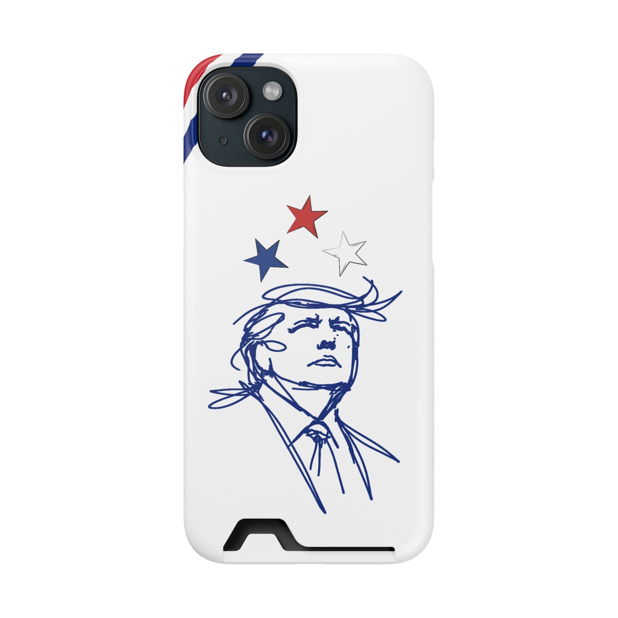 Swoop Guy iPhone Case – Minimal Line Portrait Patriotic Design, Slim Protective Case with Card Slot
