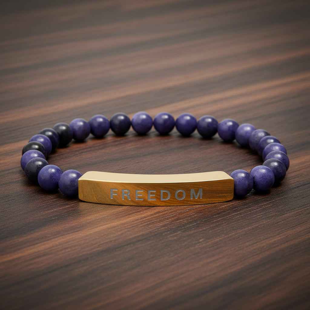 Natural Stone Freedom Bracelet - Stretch Bar Design