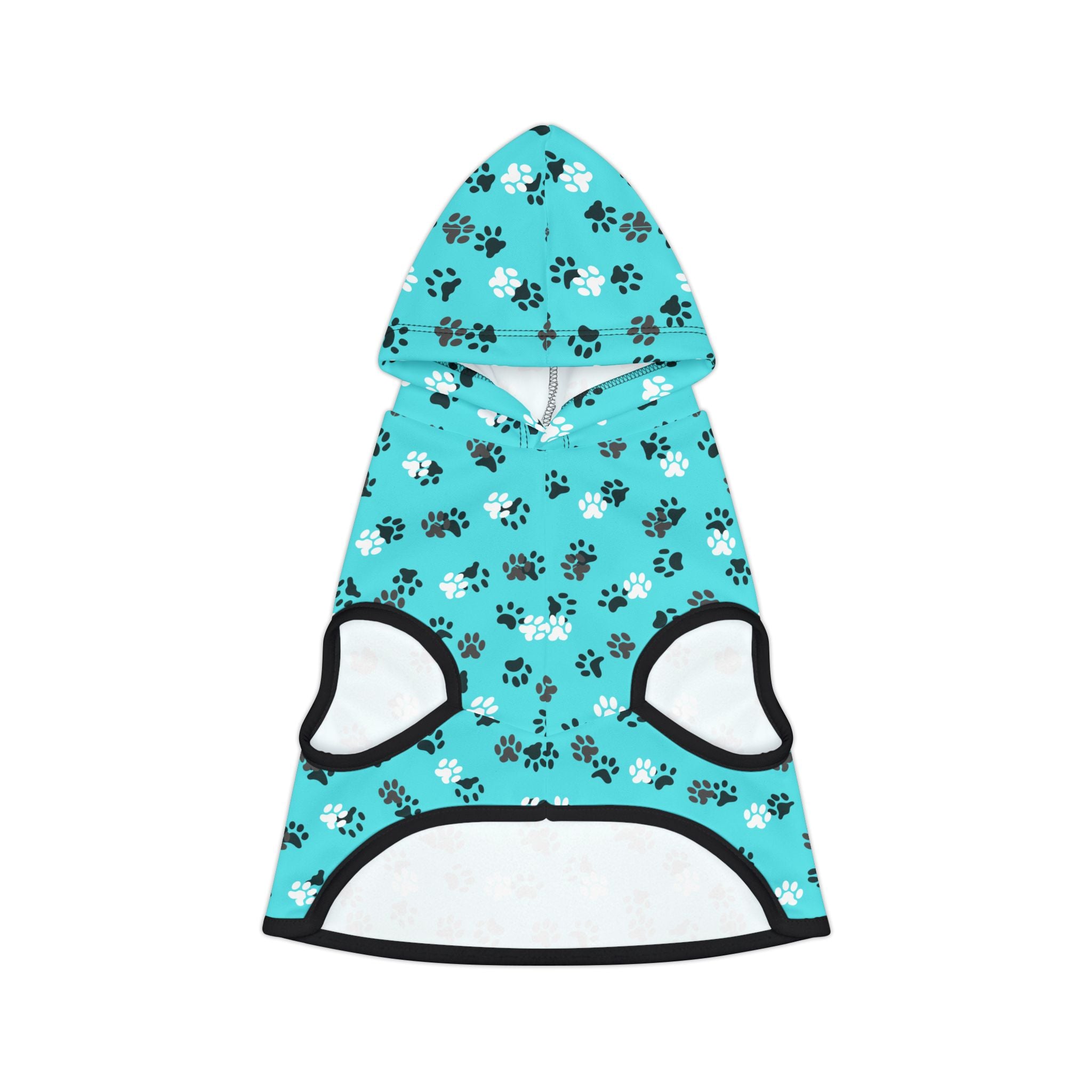 Photo depicting the ​Teal Paw Prints Pet Hoodie from EpiAl's Shop.