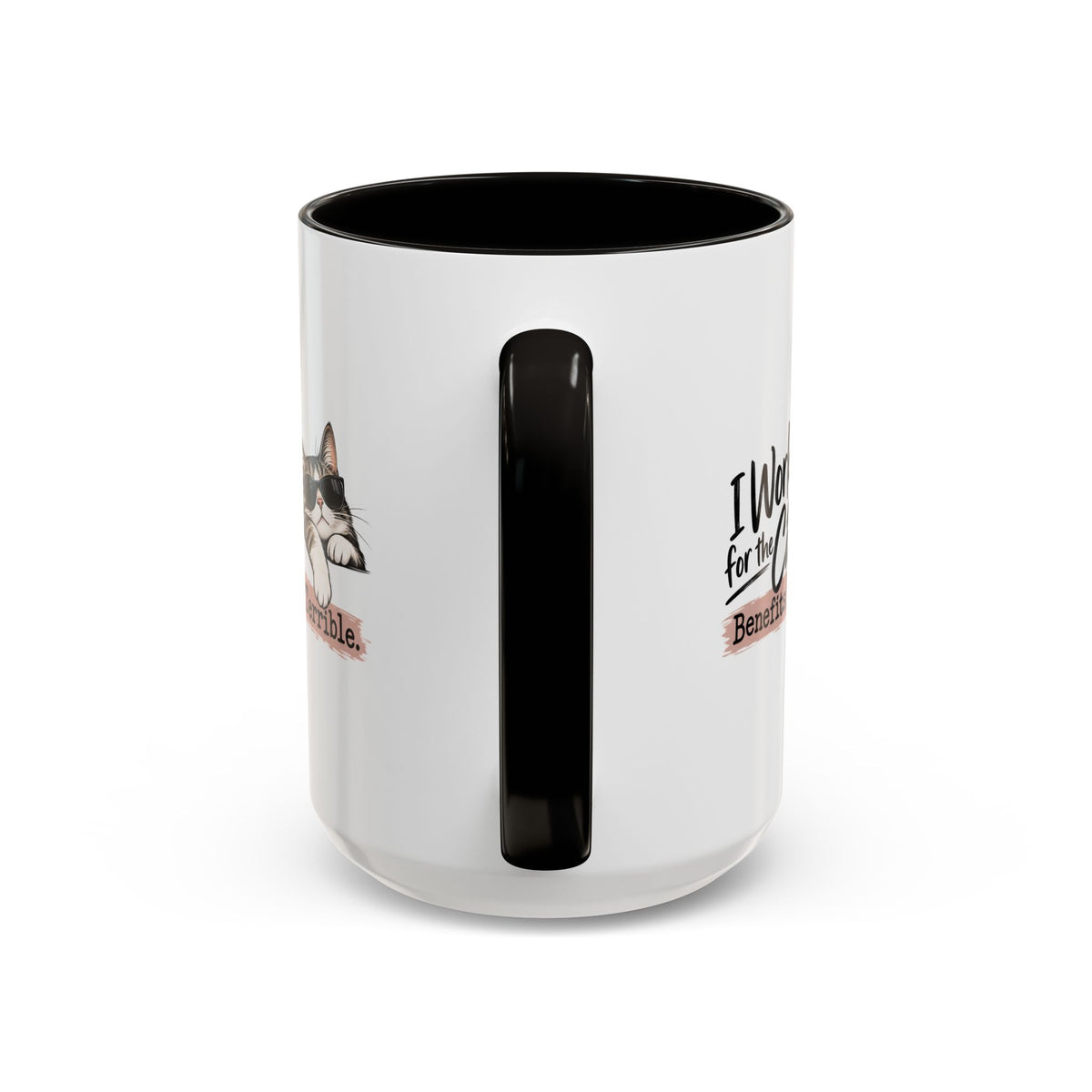 I Work for the Cat Coffee Mug | Funny Cat Lover Ceramic Mug (11oz/15oz)