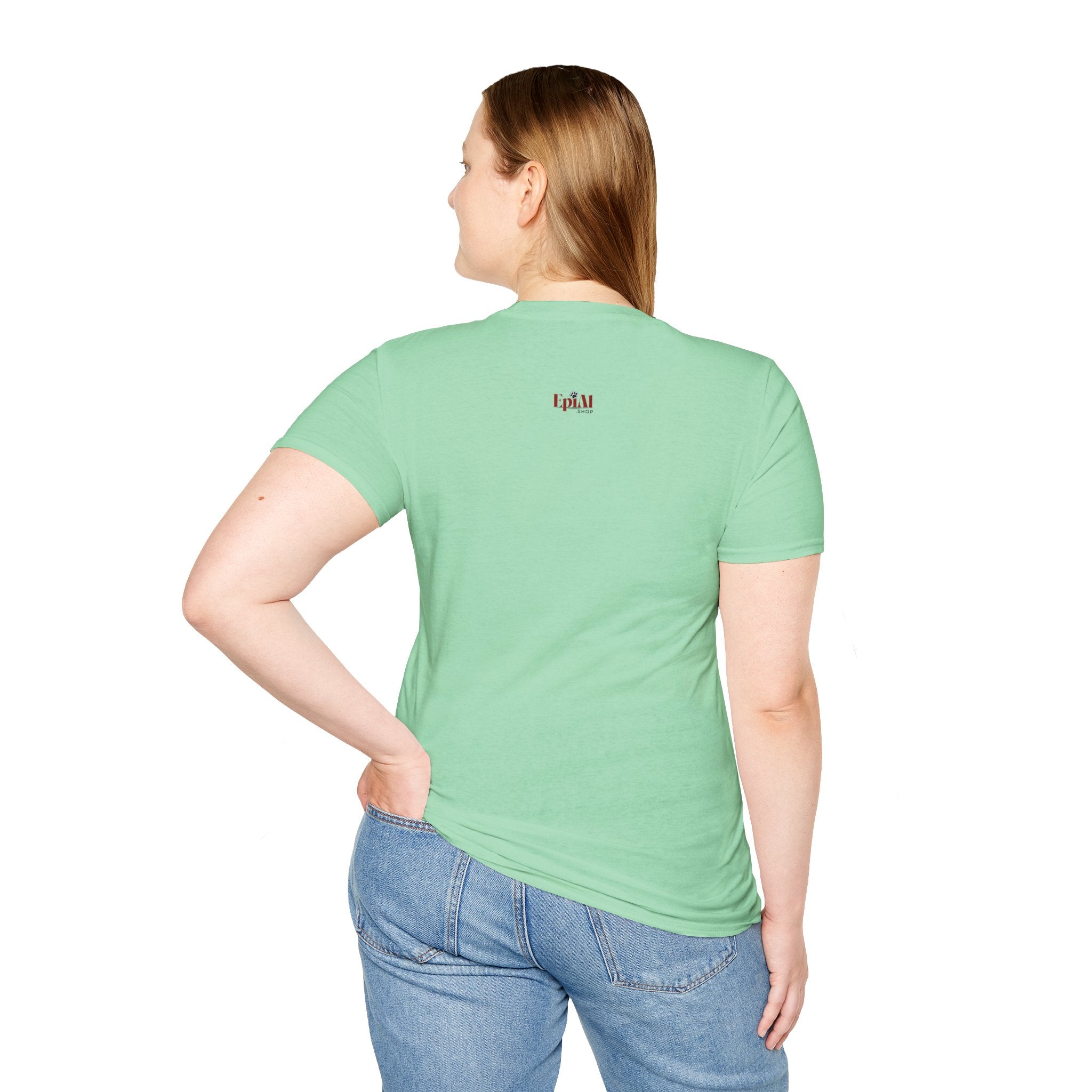 Photo depicting the ​Crosswords and Cats Unisex Softstyle T-Shirt from EpiAl's Shop.