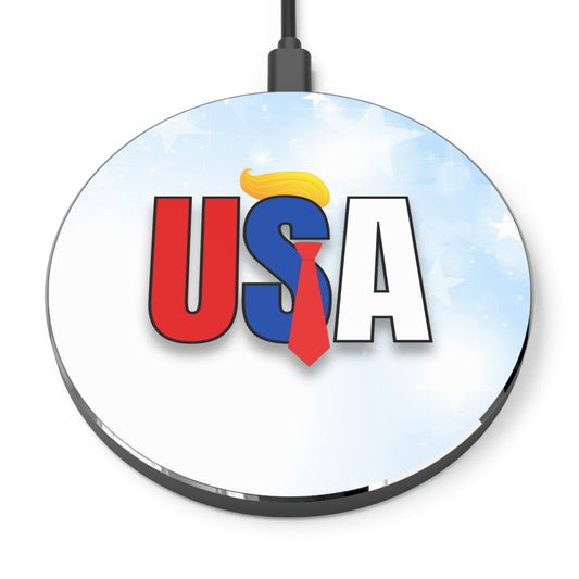 Fast Wireless Charger | USA Theme with Red, Blue & White Design Printify
