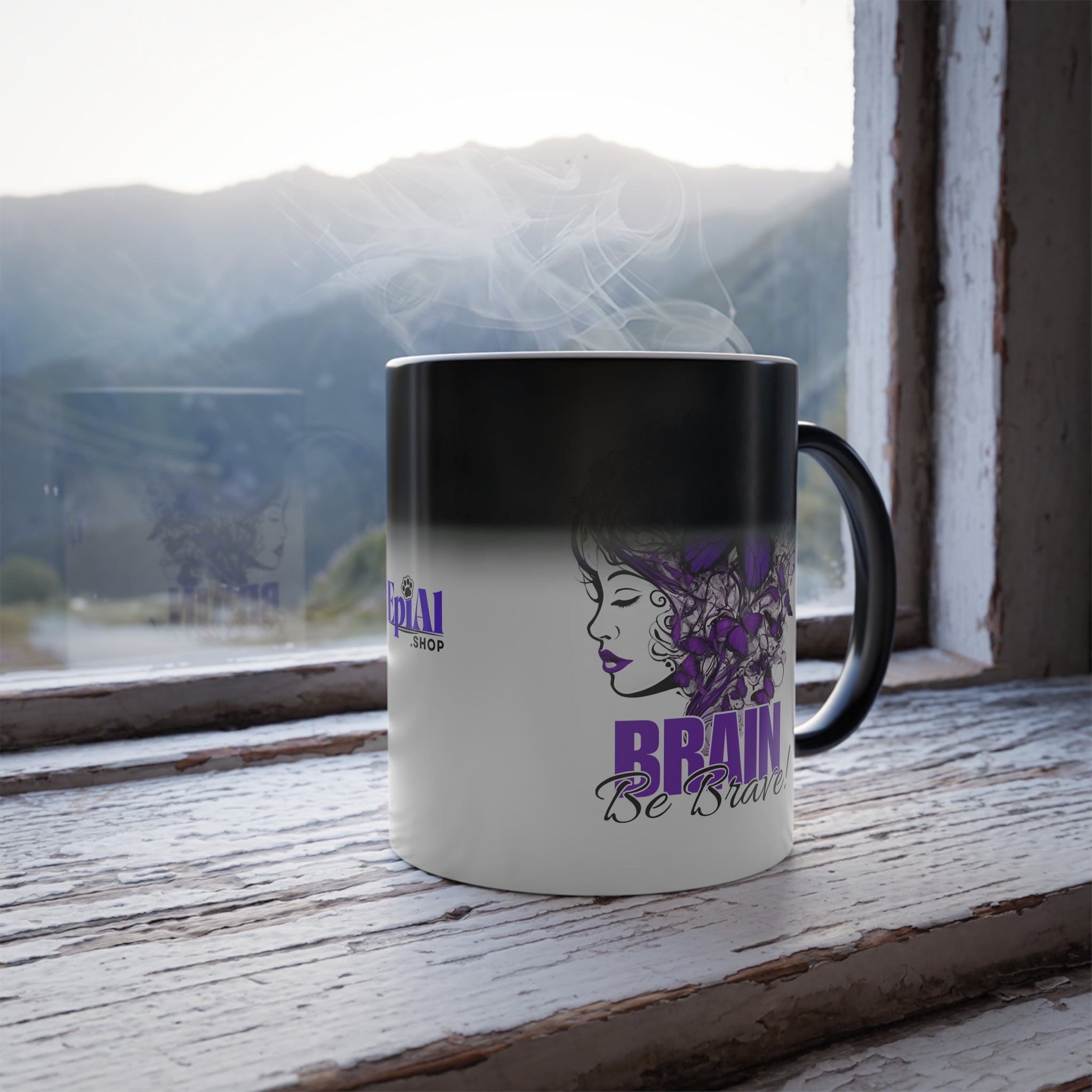 Photo depicting the ​Beautiful Brain Be Brave Color Morphing Mug, 11oz from EpiAl's Shop.