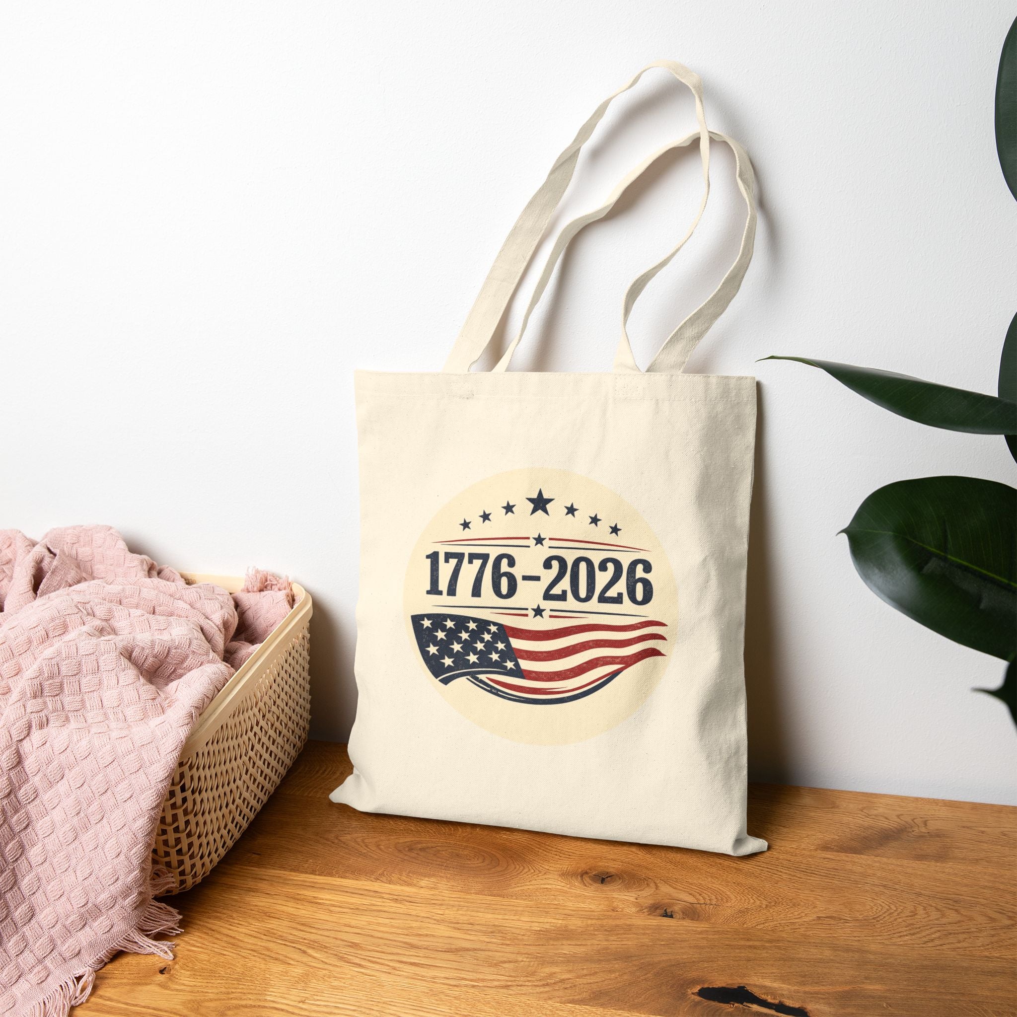 1776–2026 Patriotic Canvas Tote Bag | Vintage Americana USA Carryall