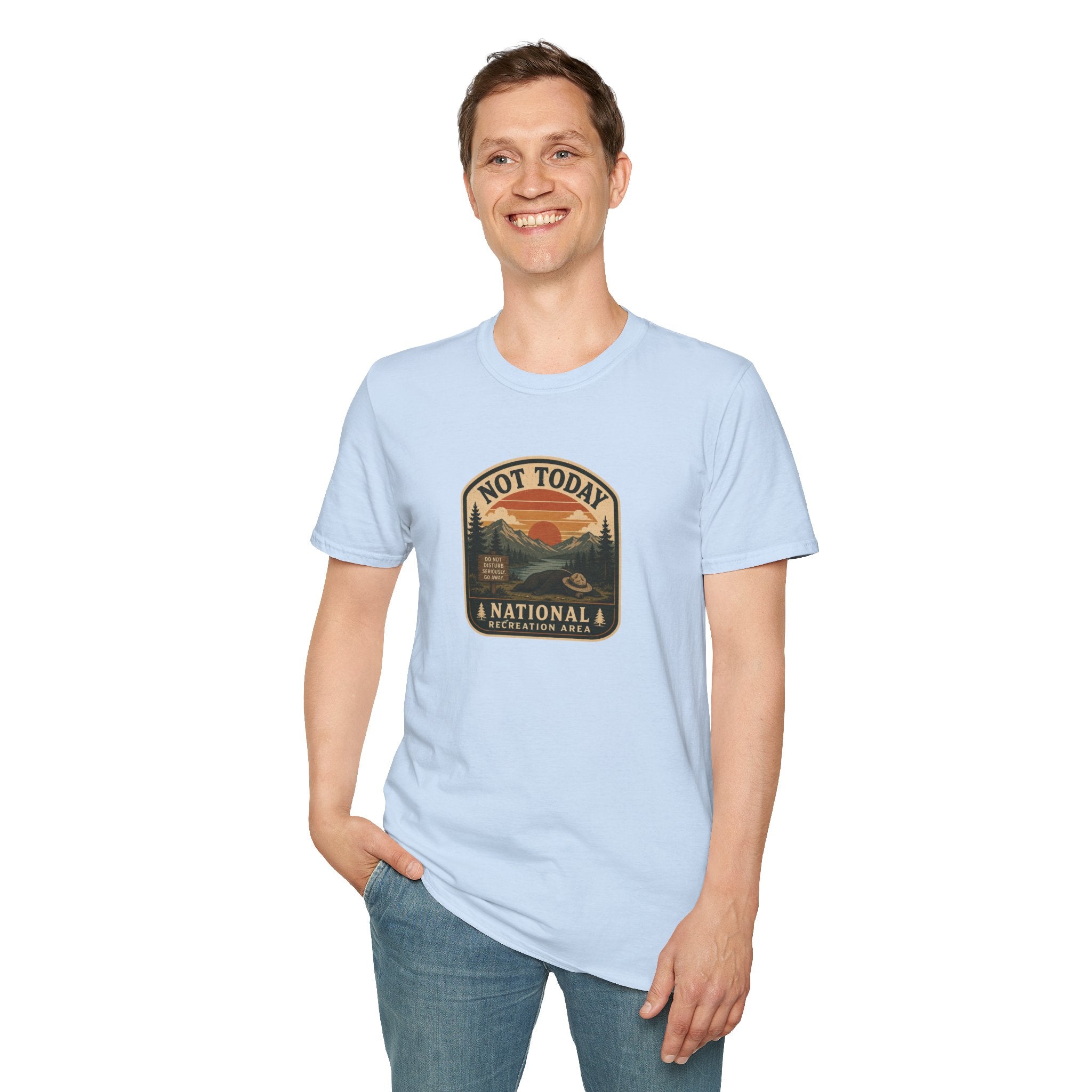 Not Today National Recreation Area Unisex T-Shirt | Funny Retro Outdoors Graphic Tee