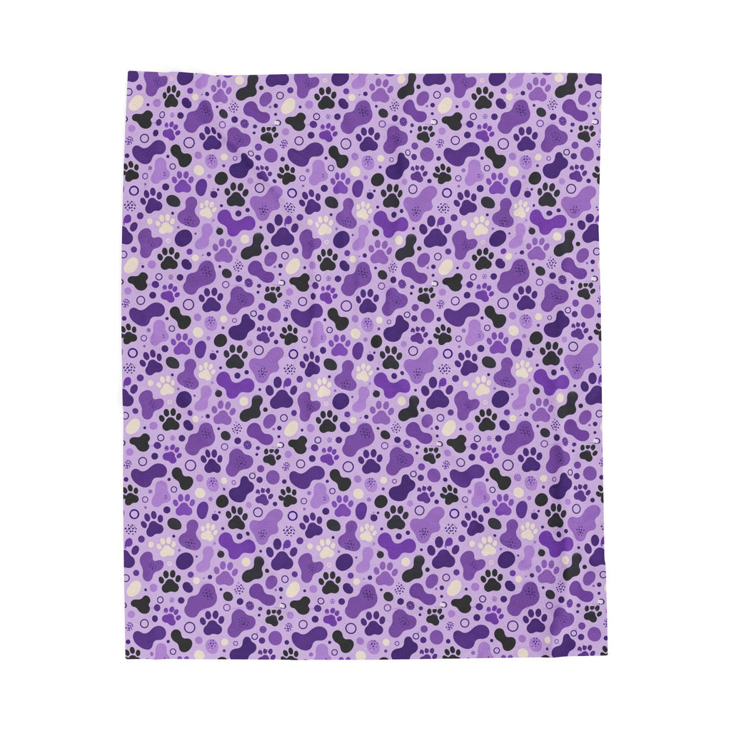 Purple Paw Print Plush Blanket | Cat & Dog Lover Cozy Throw Blanket