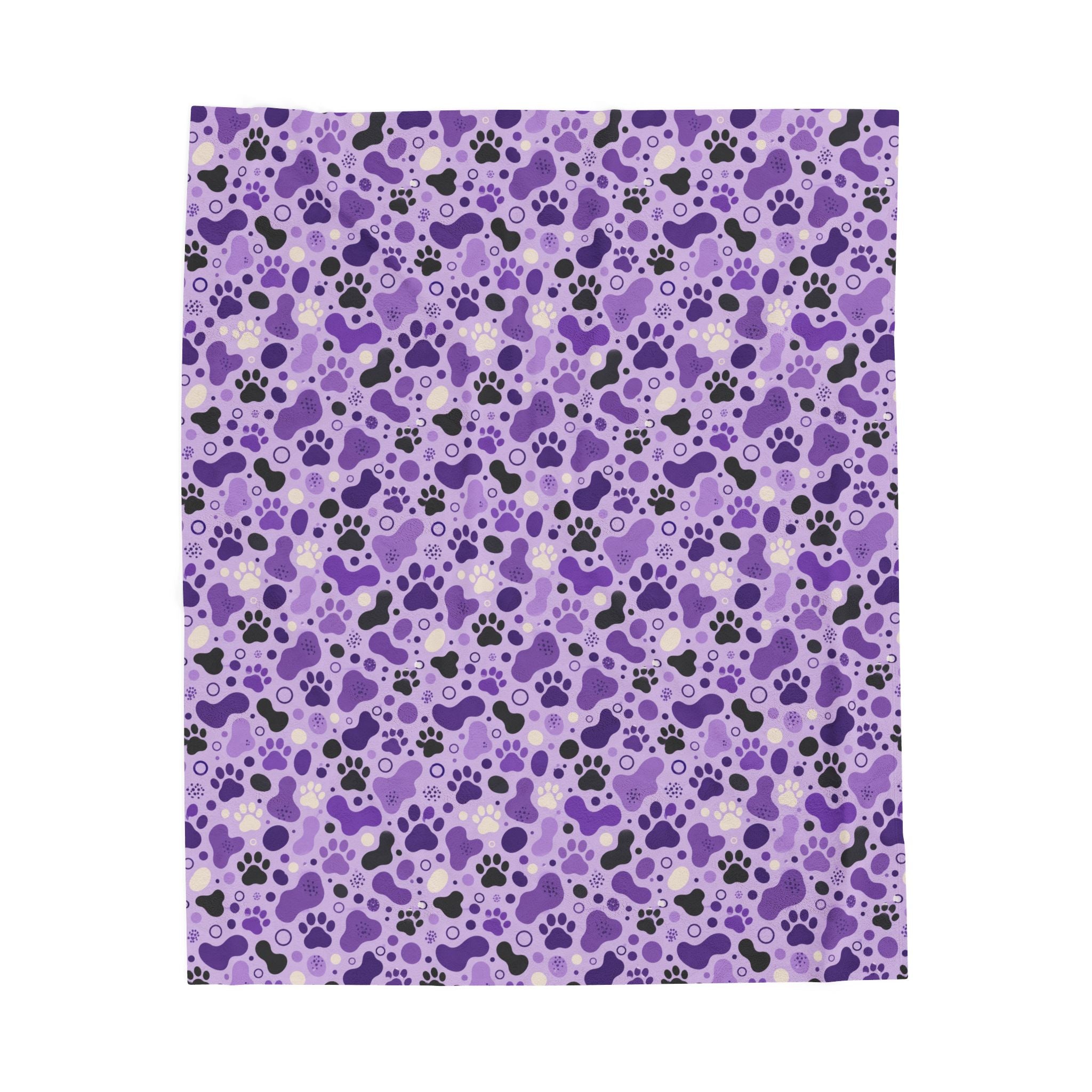 Purple Paw Print Plush Blanket | Cat & Dog Lover Cozy Throw Blanket