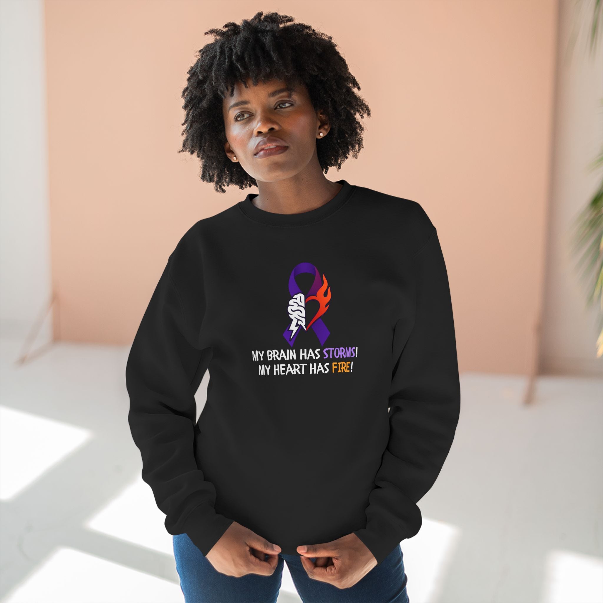 Epilepsy Awareness “Brain Storms & Heart Fire” Unisex Sweatshirt