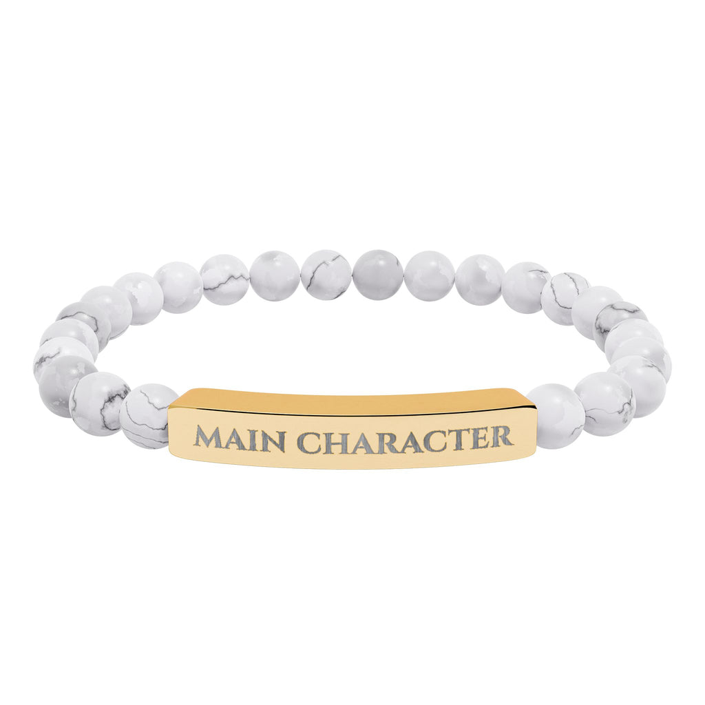 Main Character Natural Stone Engraved Bar Bracelet