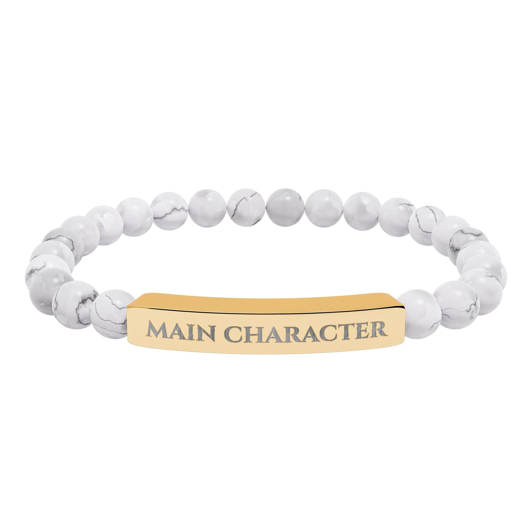 Main Character Natural Stone Engraved Bar Bracelet