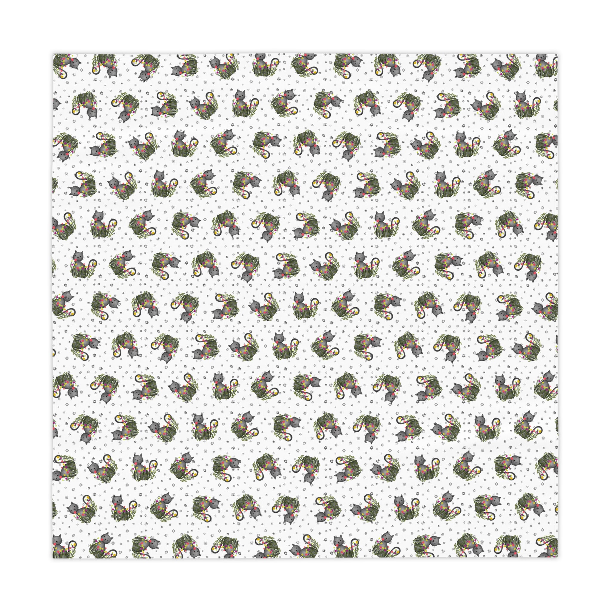 Whimsical Cat Medallion Square Tablecloth – 55