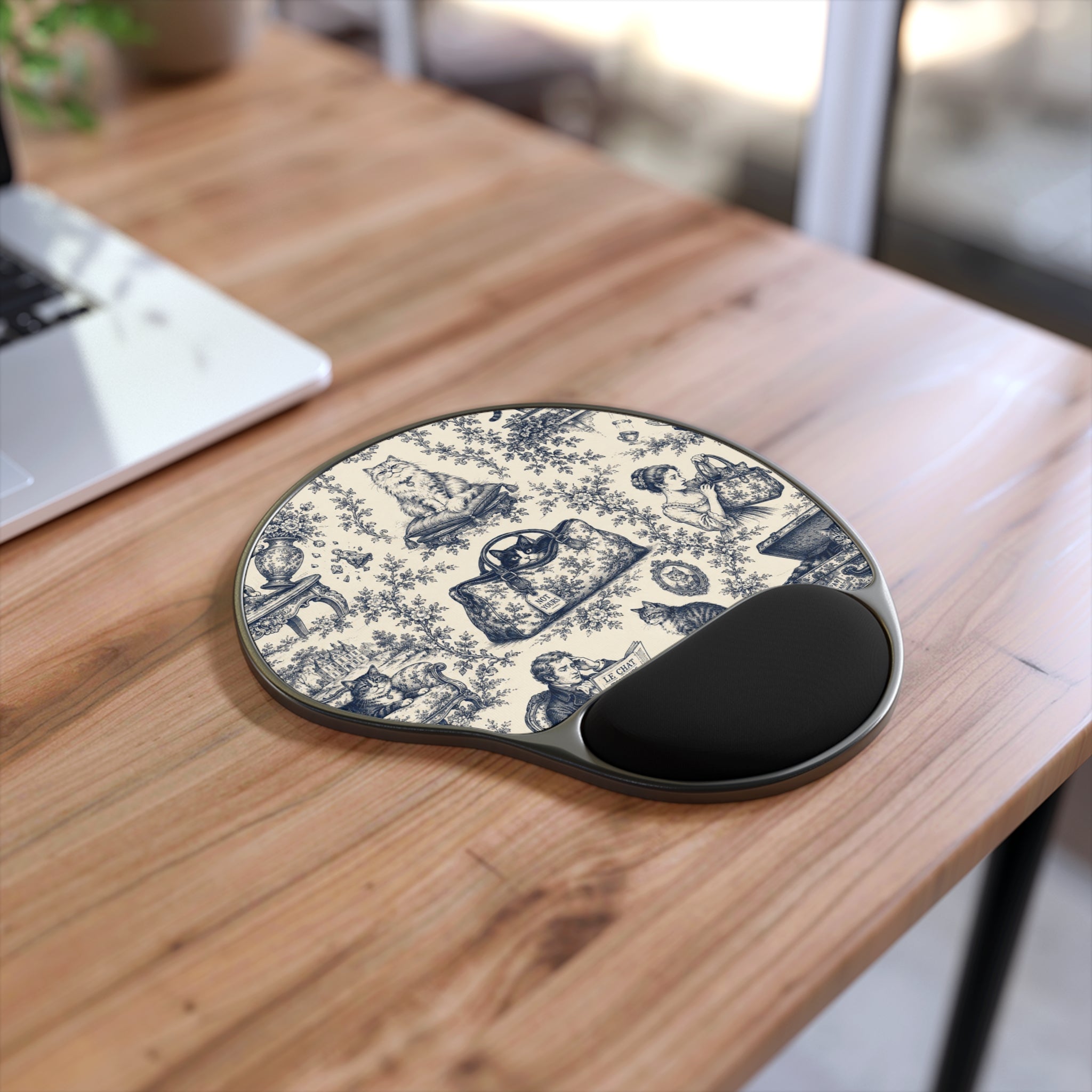 Not Yours Cat Toile Ergonomic Mouse Pad