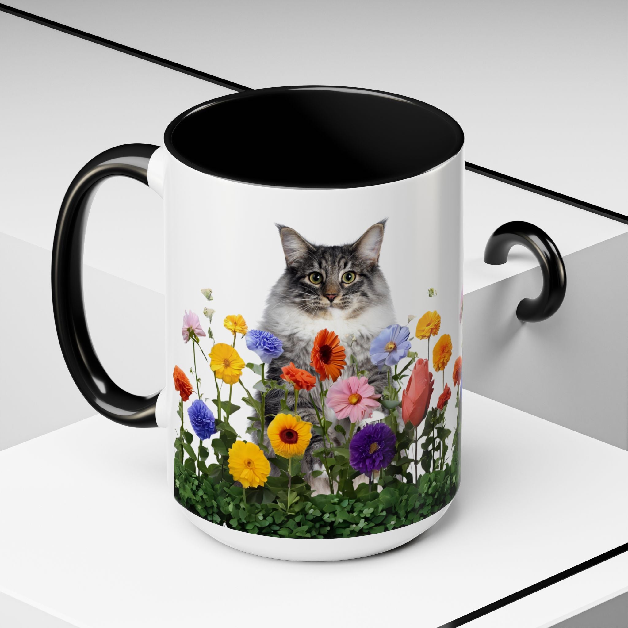 Floral Cats Coffee Mug - 11 oz/15 oz