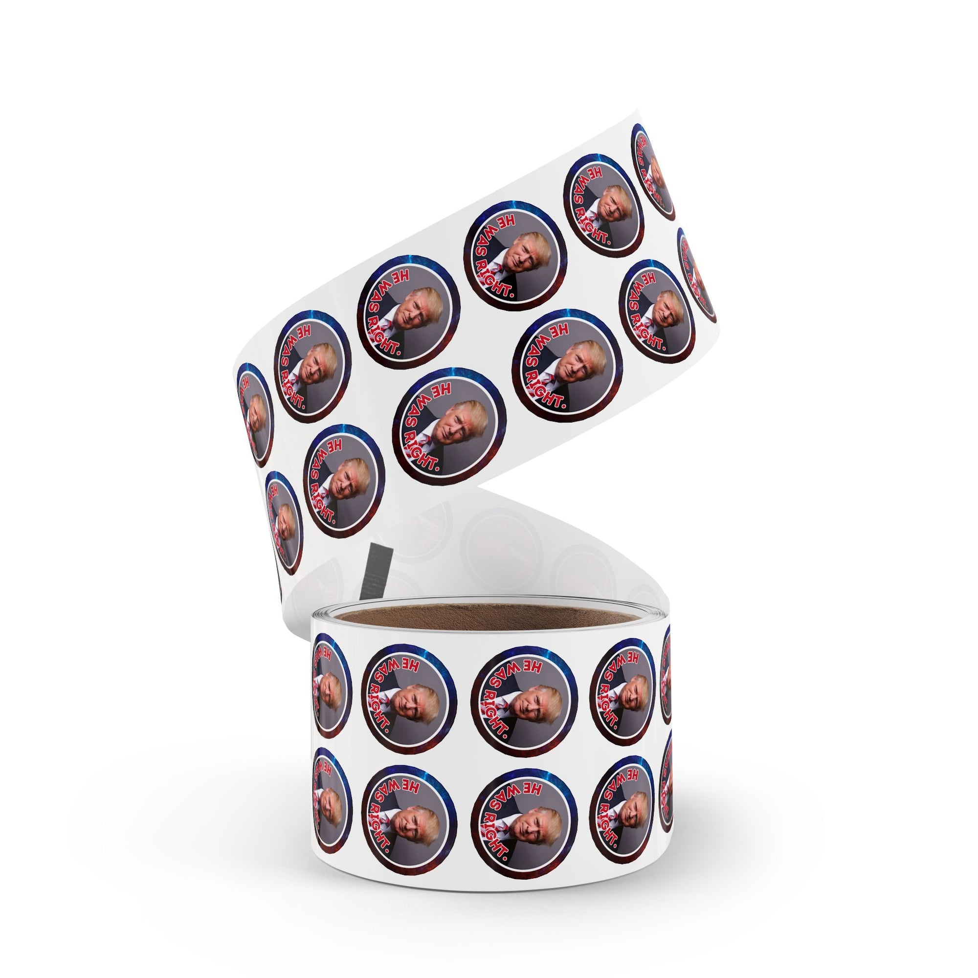 Political Round Sticker Labels – "He Was Right"