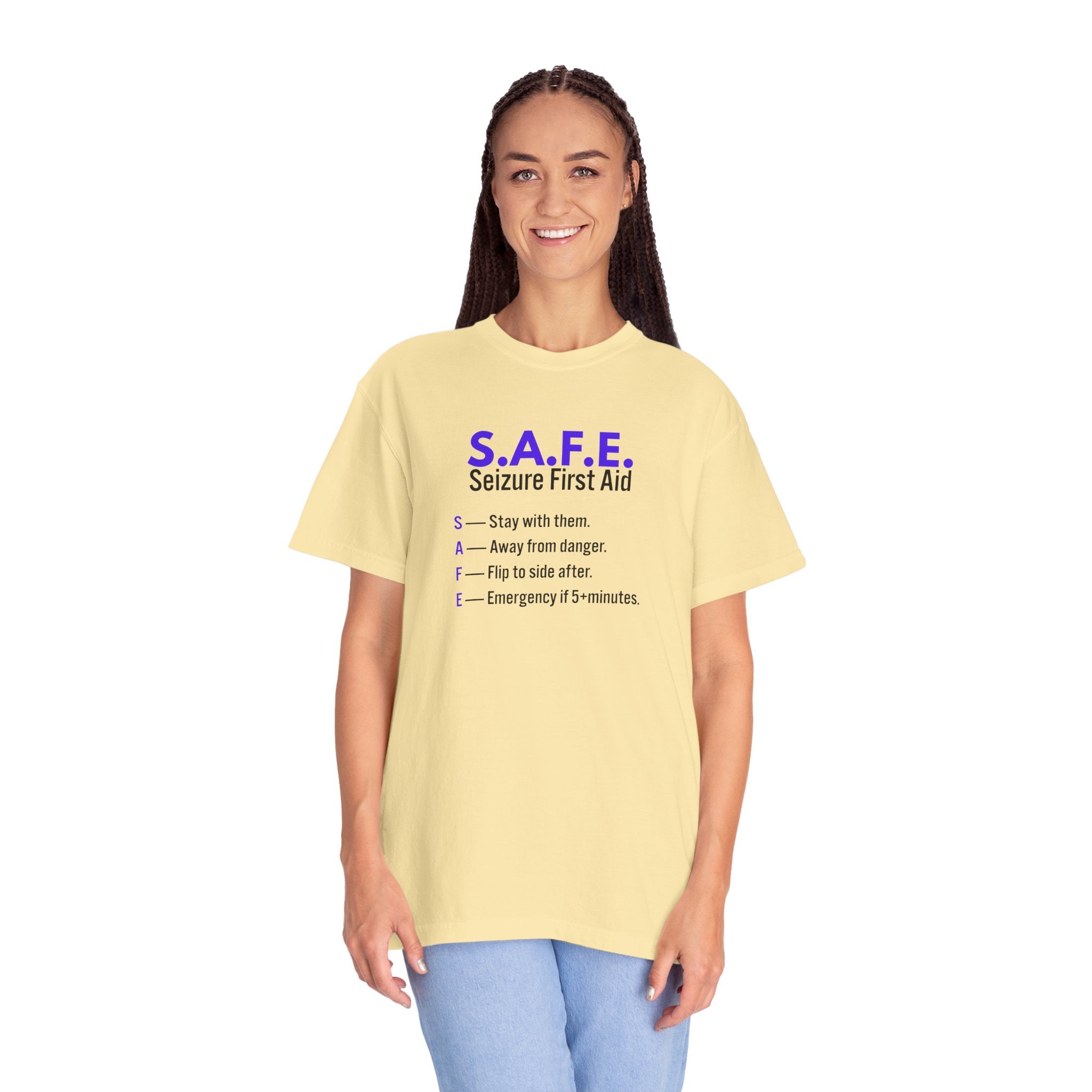 S.A.F.E. Seizure First Aid T-Shirt – Epilepsy Awareness Education Tee