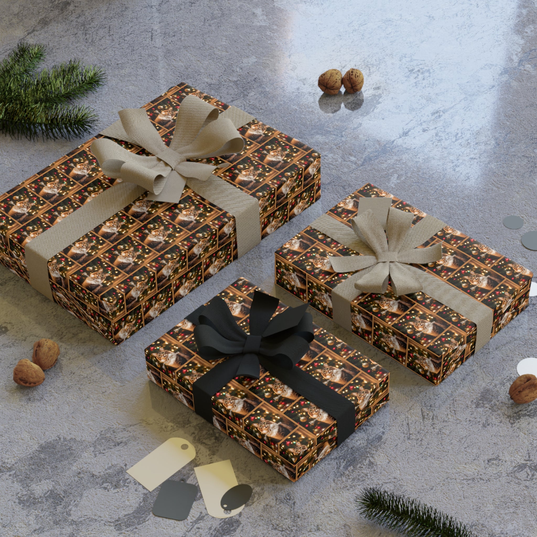 Photo depicting the ​Meowy Christmas Gift Wrapping Paper Rolls, 1pc from EpiAl's Shop.