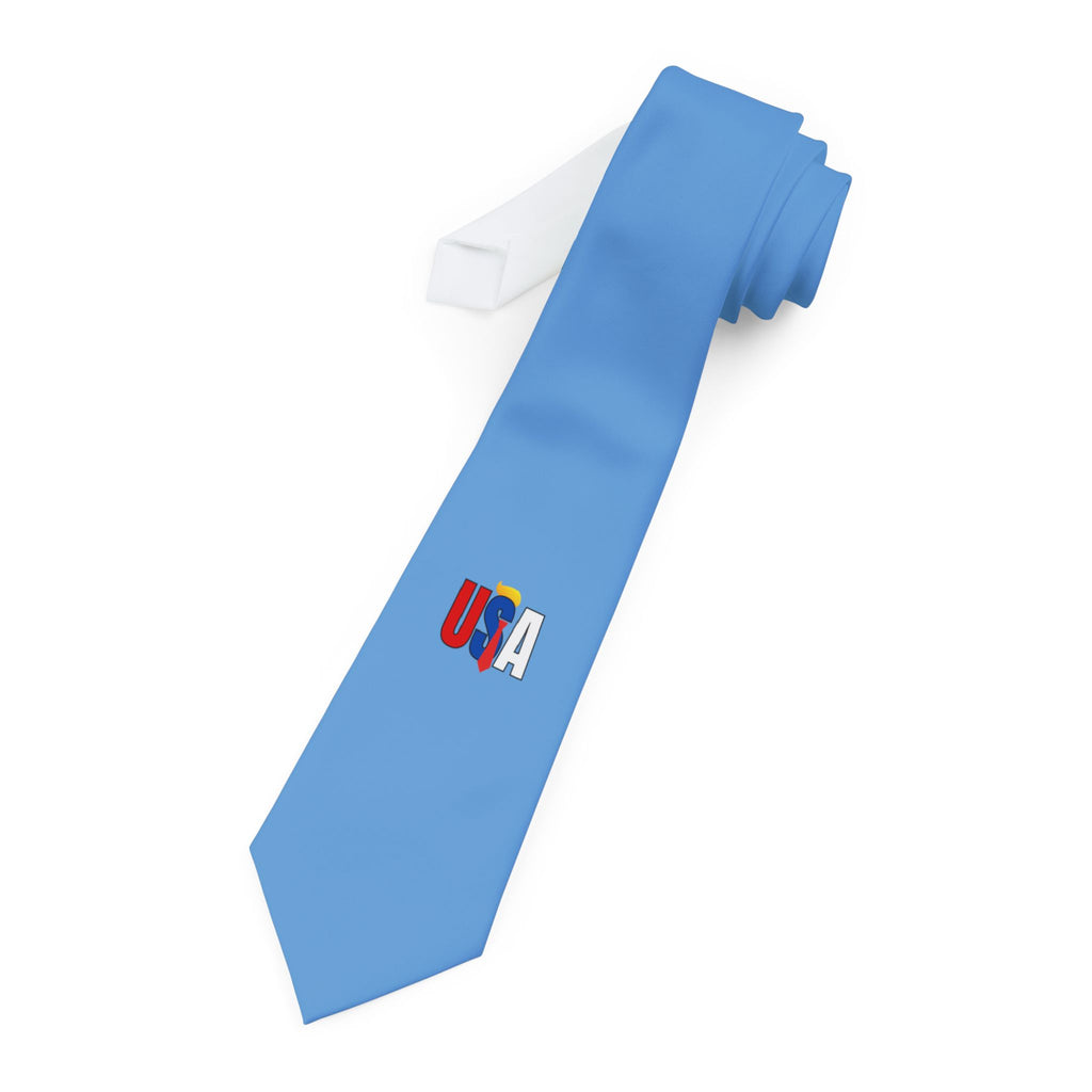 USA Flag Necktie - Blue Patriotic Tie for Celebrations and Events