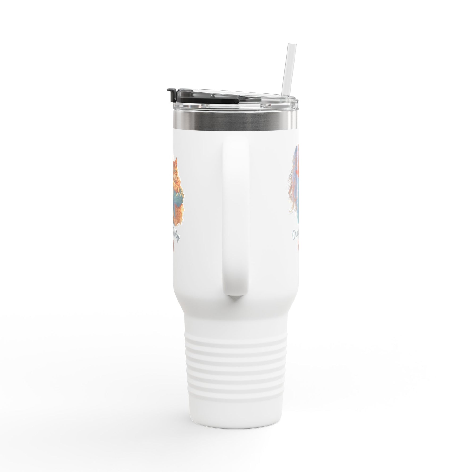 Orange Tabby Mom Cat Lover's Insulated Travel Mug, 40oz
