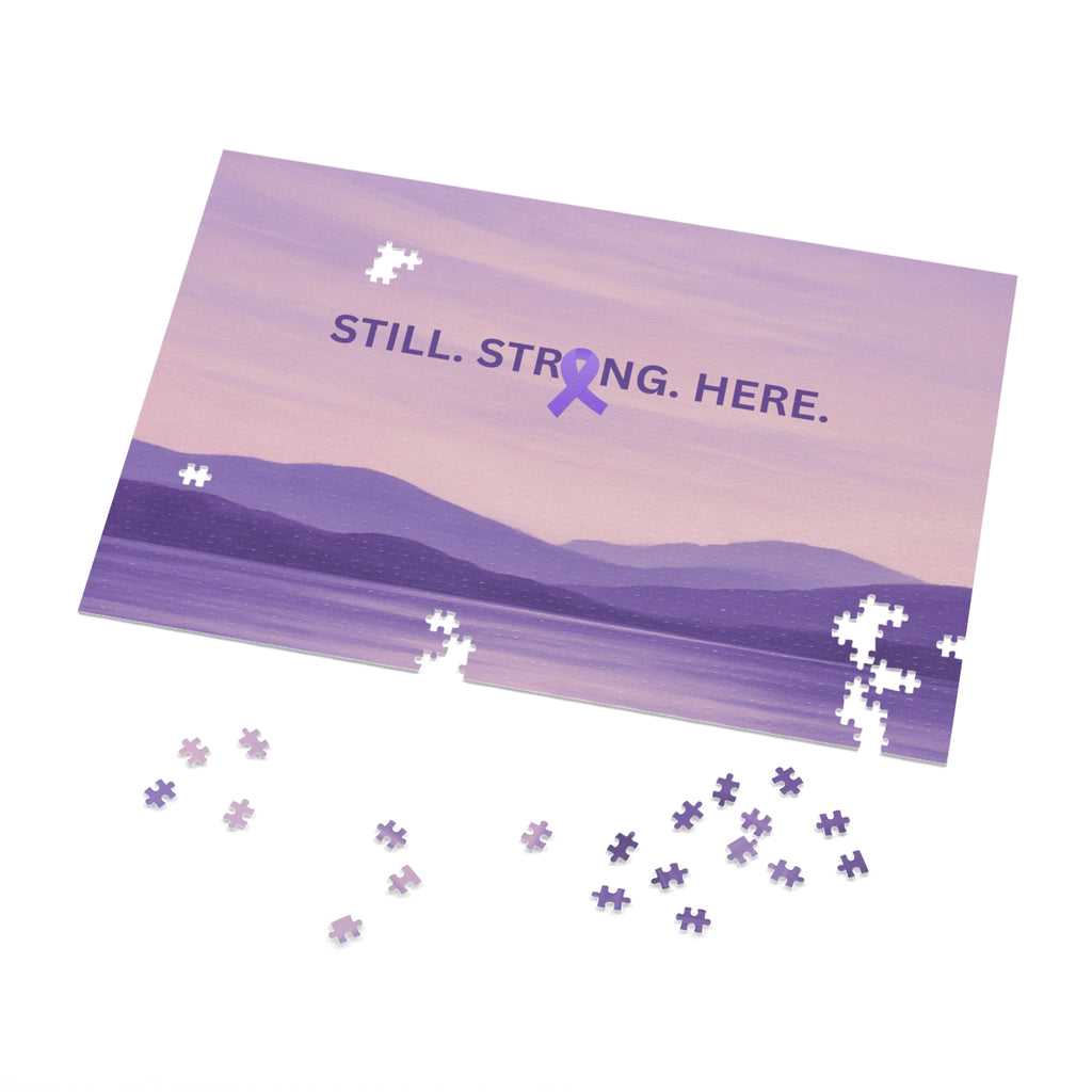 “Still. Strong. Here.” Epilepsy Awareness Jigsaw Puzzle — Lavender Horizon Design