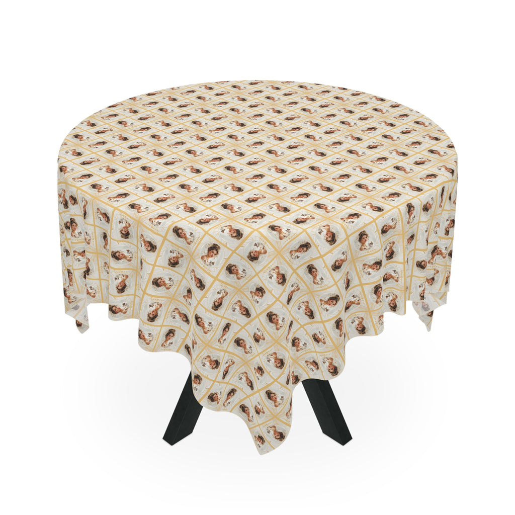 Charming Golden Cat Lady Tablecloth