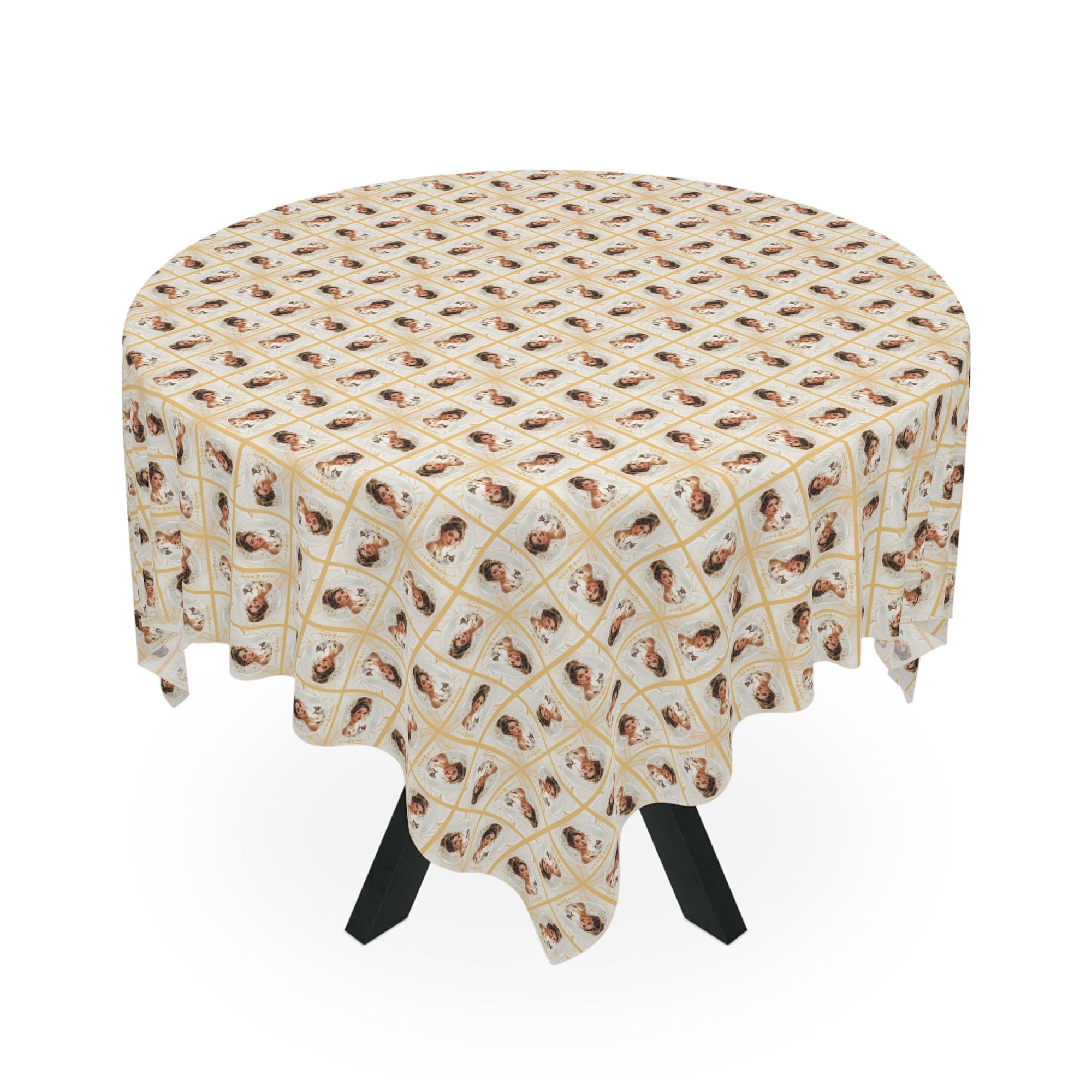 Charming Golden Cat Lady Tablecloth