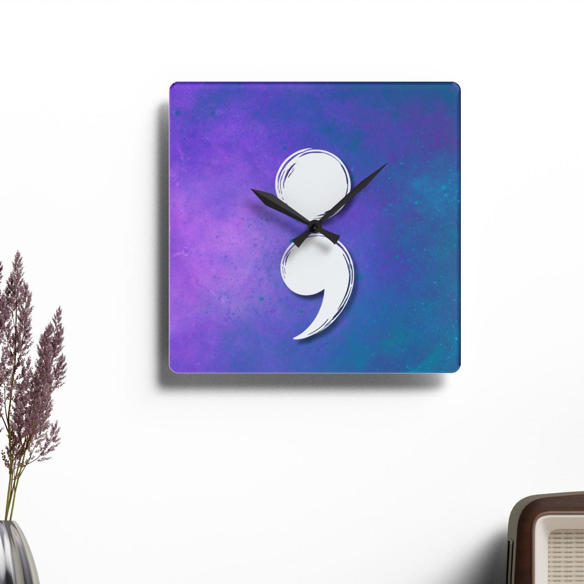 Semicolon Suicide Awareness Wall Clock | Resilience & Hope