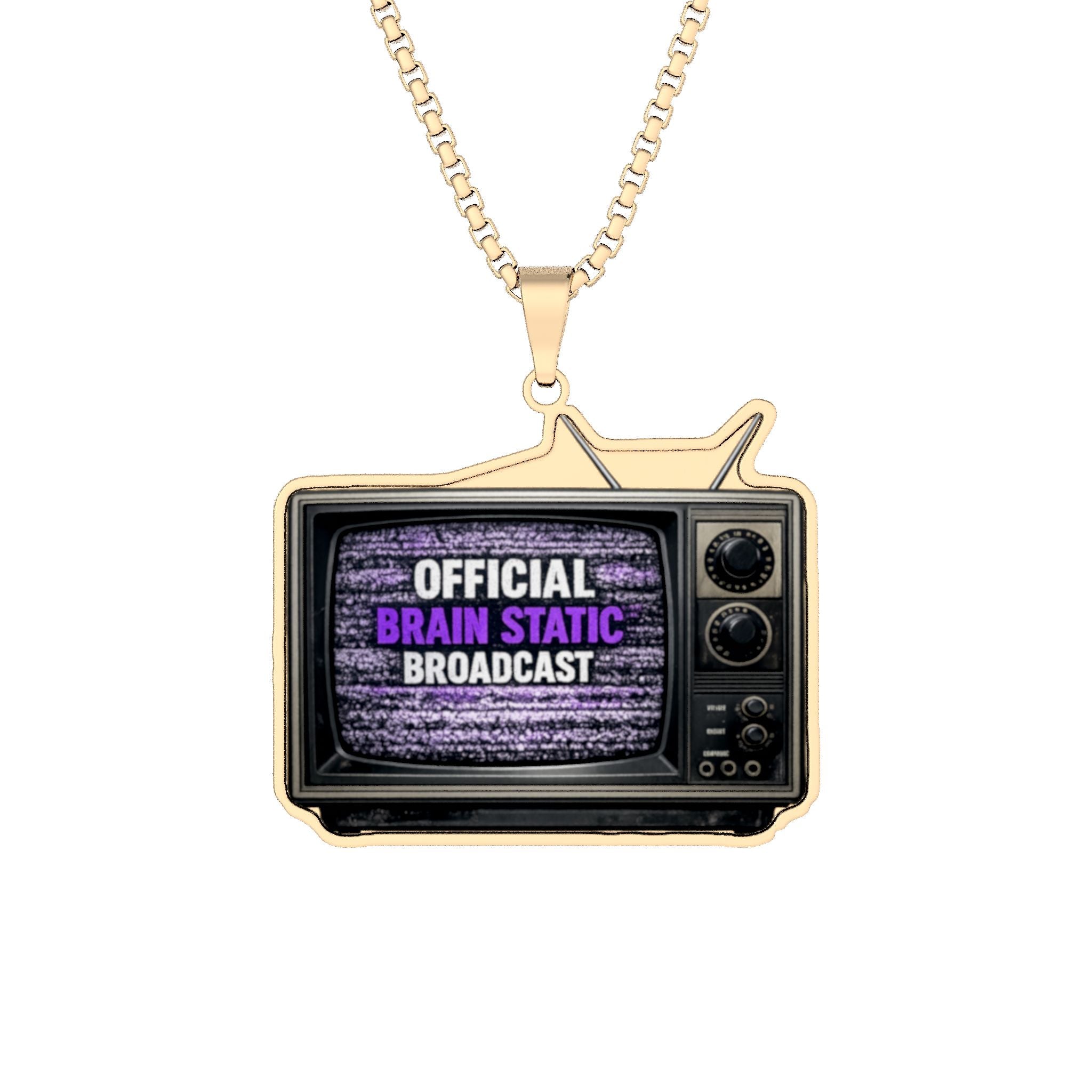 Official Brain Static Broadcast Retro TV Necklace | Epilepsy Awareness Pendant