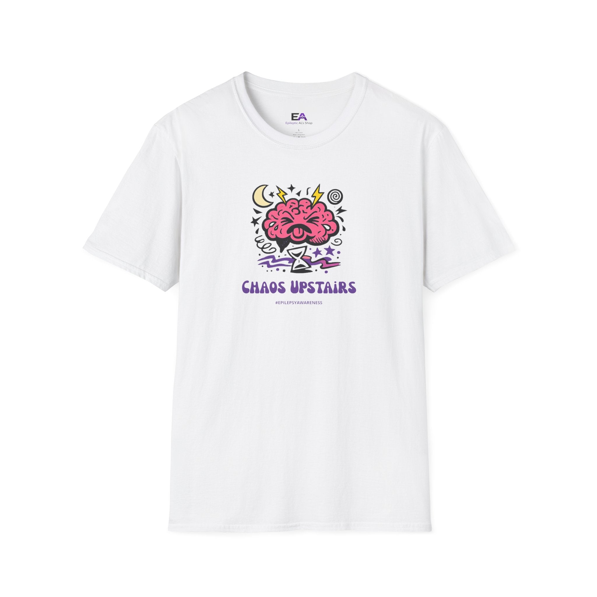 Chaos Upstairs Epilepsy Awareness T-Shirt | Funny Neurostrong Brain Graphic Tee