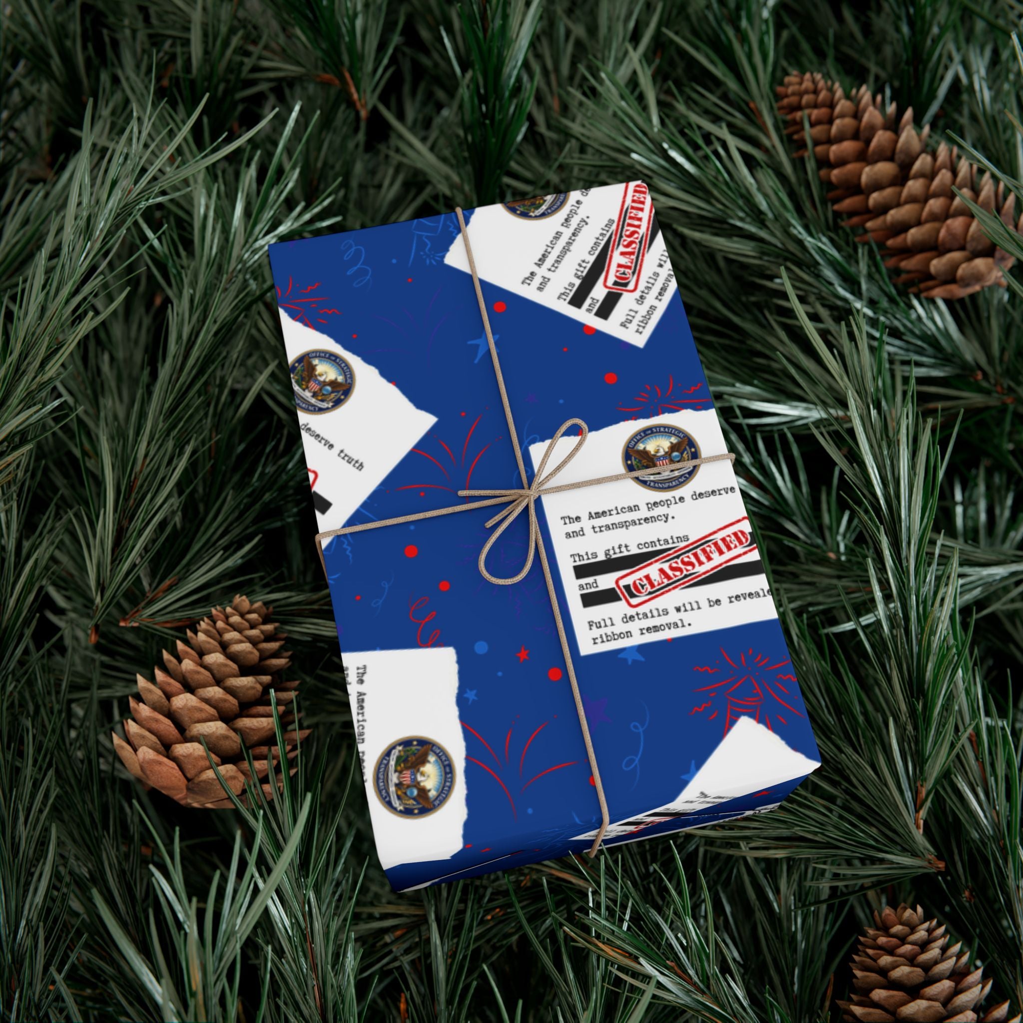 Classified Documents All-Occasion Gift Wrap – Redacted Files Political Satire Wrapping Paper
