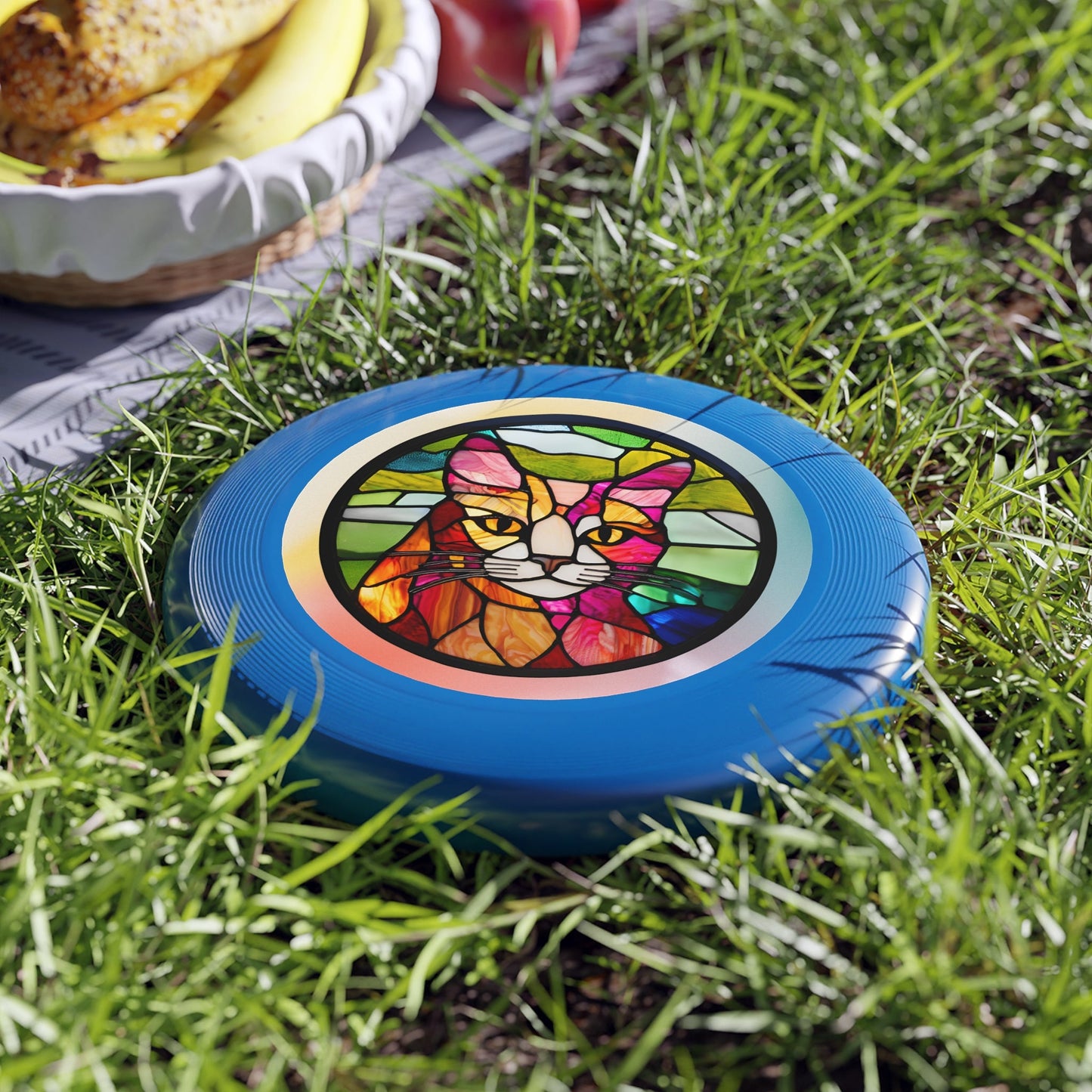 Stained Glass Cat Frisbee - Colorful Outdoor Fun for Cat Lovers Printify