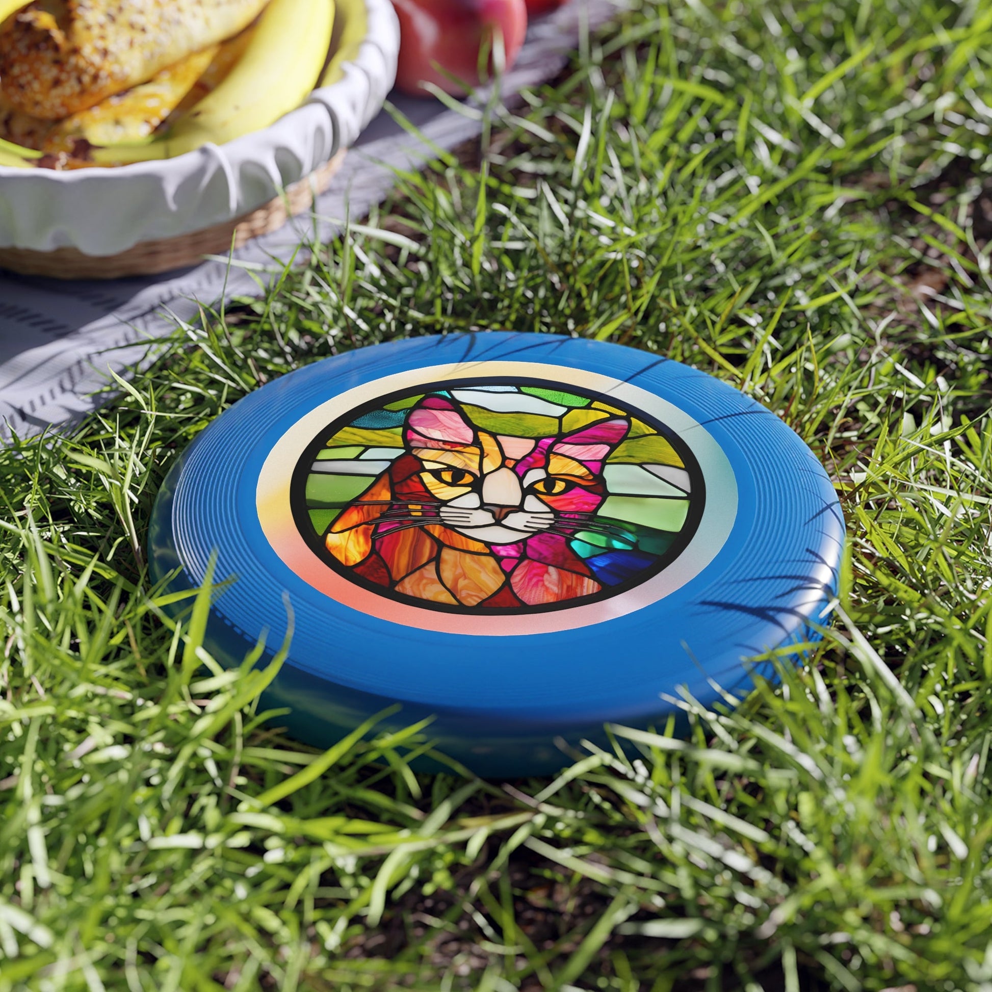 Stained Glass Cat Frisbee - Colorful Outdoor Fun for Cat Lovers Printify