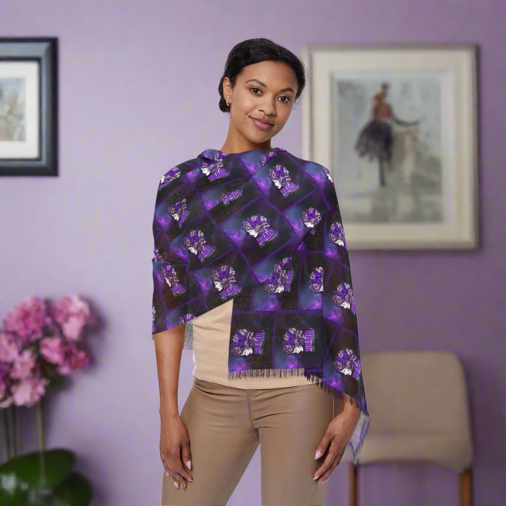 Photo depicting the ​Brain Be Brave Epilepsy Awareness Light Scarf from EpiAl's Shop.